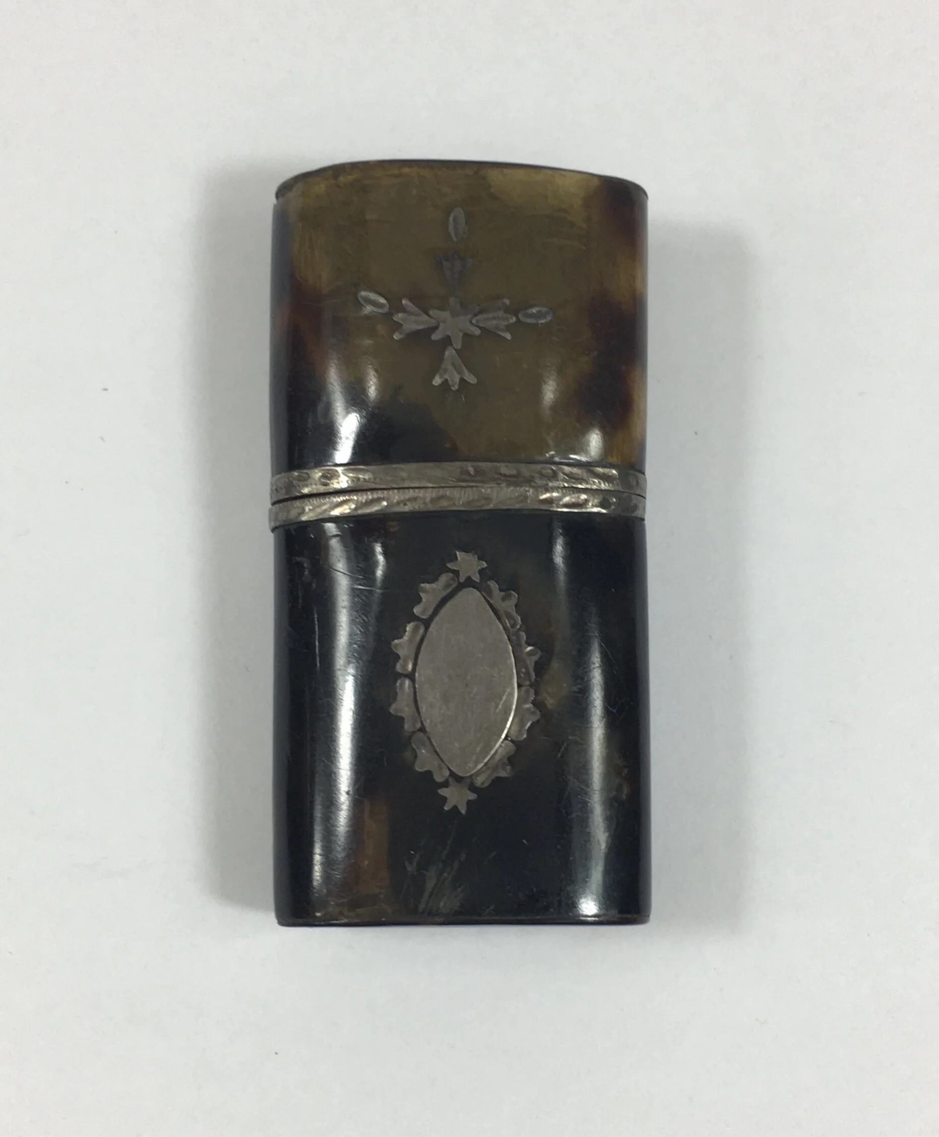 Antique Tortoiseshell Silver Mounted Etui Case 18th Century Insides Missing