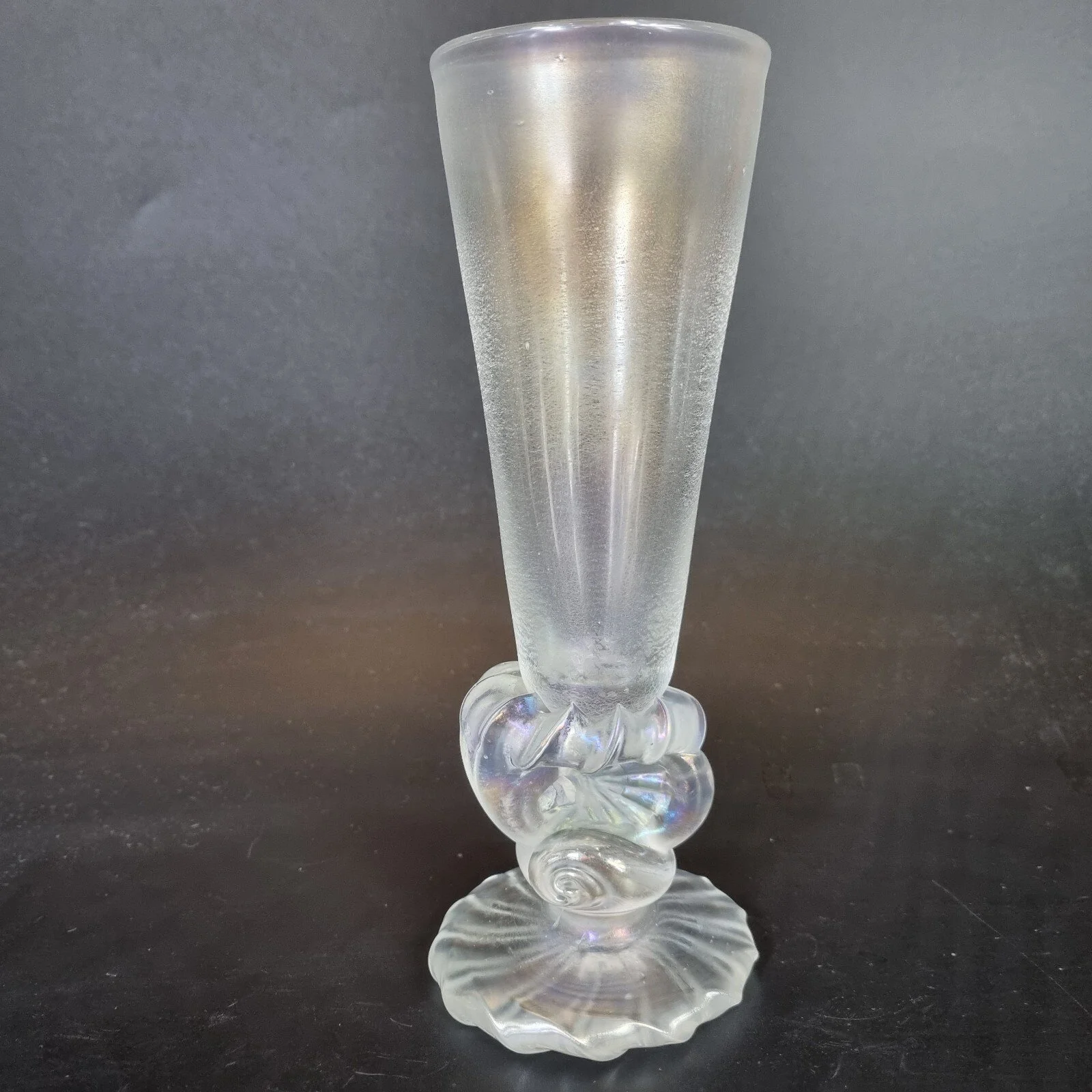 Anthony Stern Signed Art Glass Iridescent Champagne Flute 20cm High #2