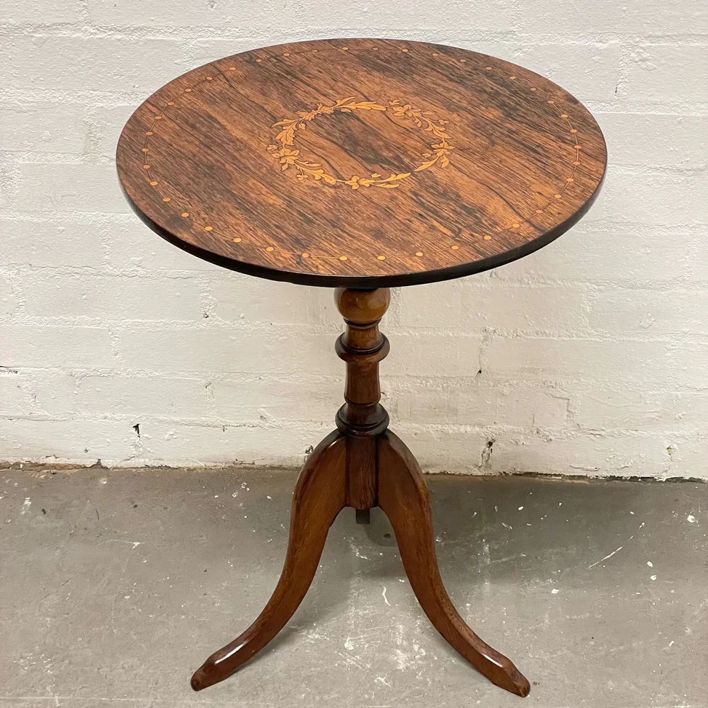 Antique 19th Century Victorian Faux Rosewood Tripod Side Table