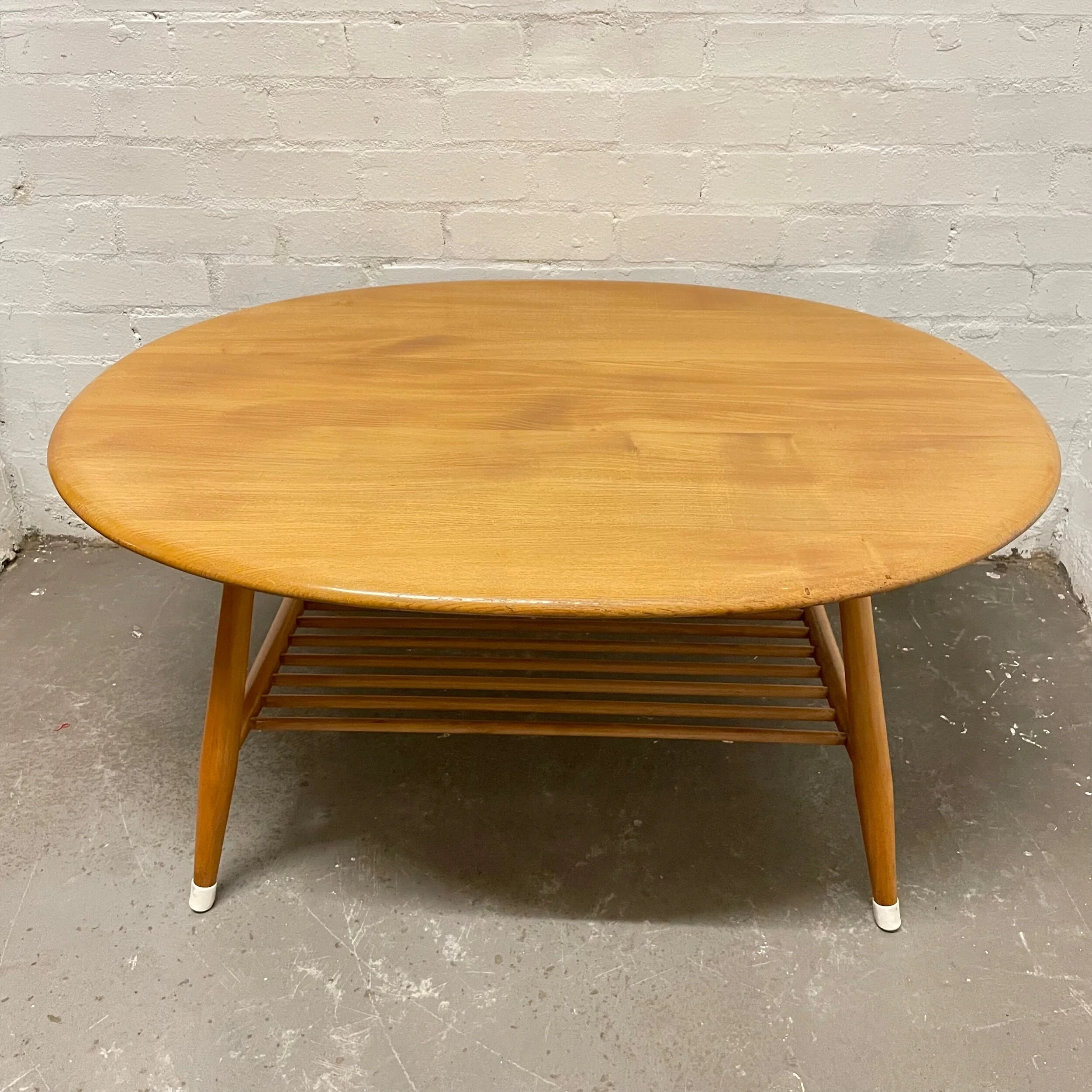 Vintage Mid Century Ercol Light Elm Oval Coffee Table