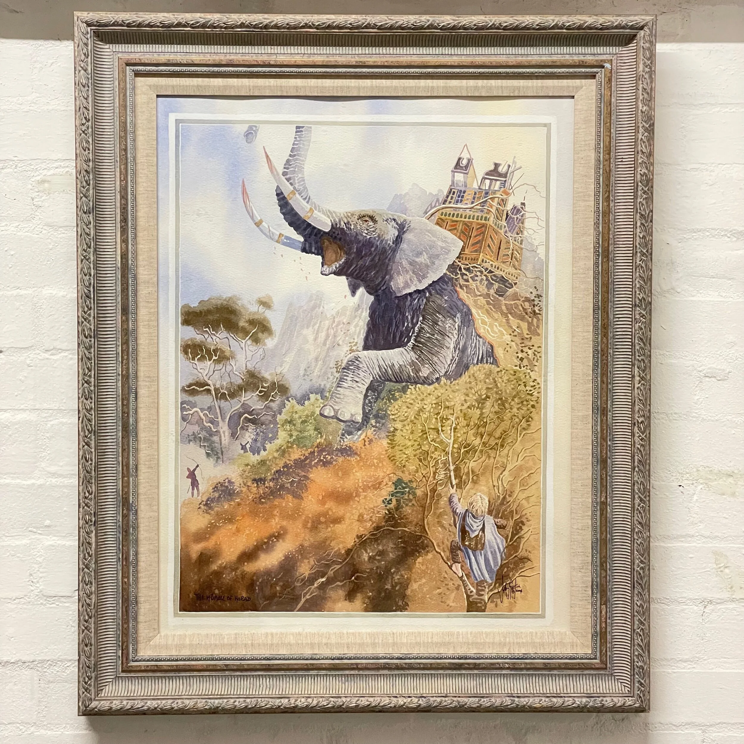 Johnny Gaston Watercolour Lord Of The Rings “The Mumak Of Harad”