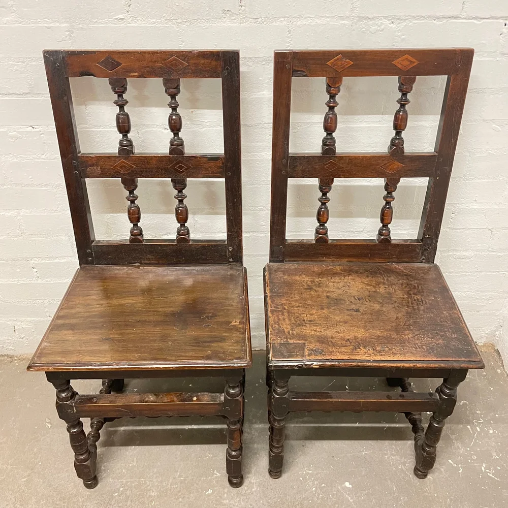 Antique 18th Century And Later Pair Of Hall Chairs Wheeler Antiques