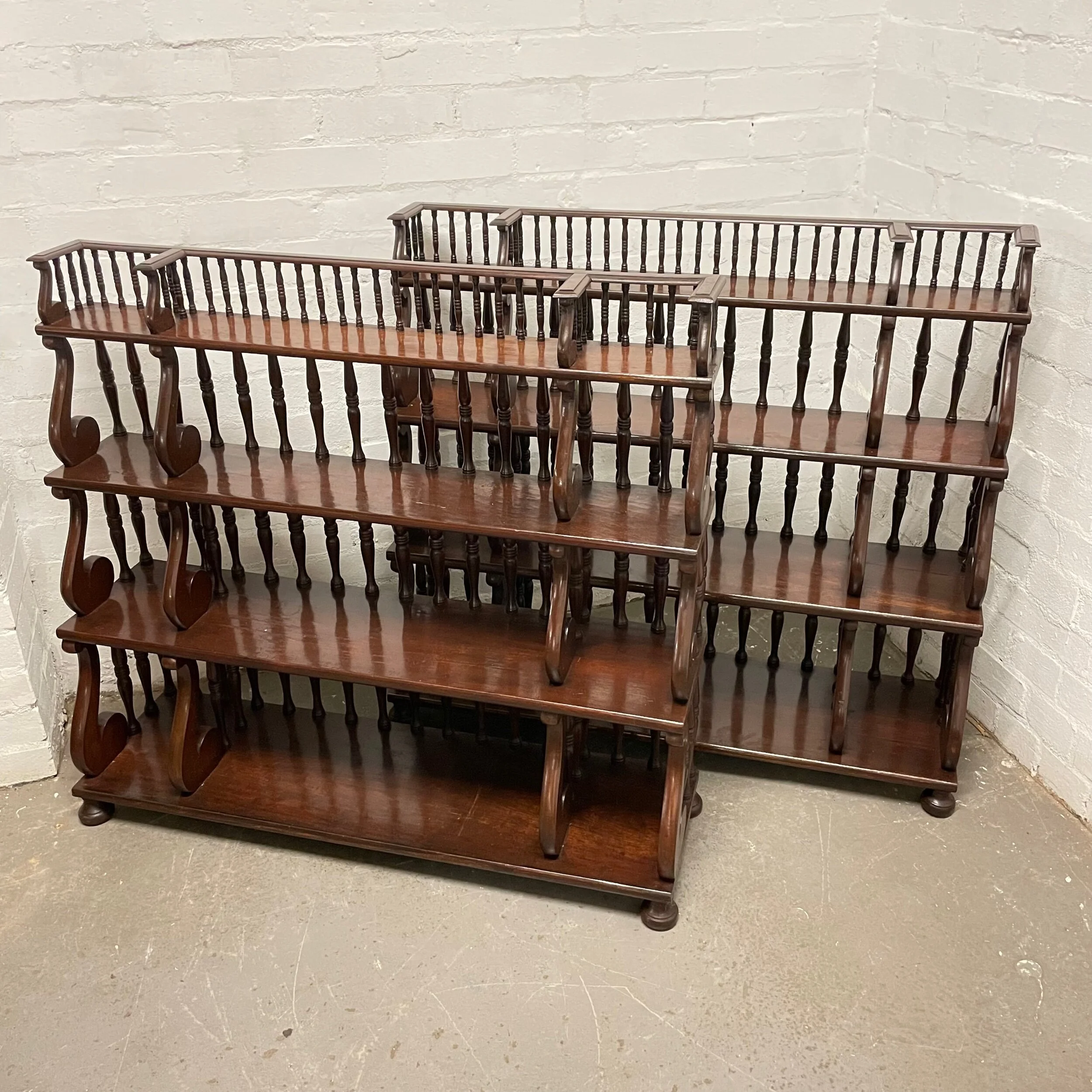 Pair Of Regency Style Mahogany Waterfall Bookcases