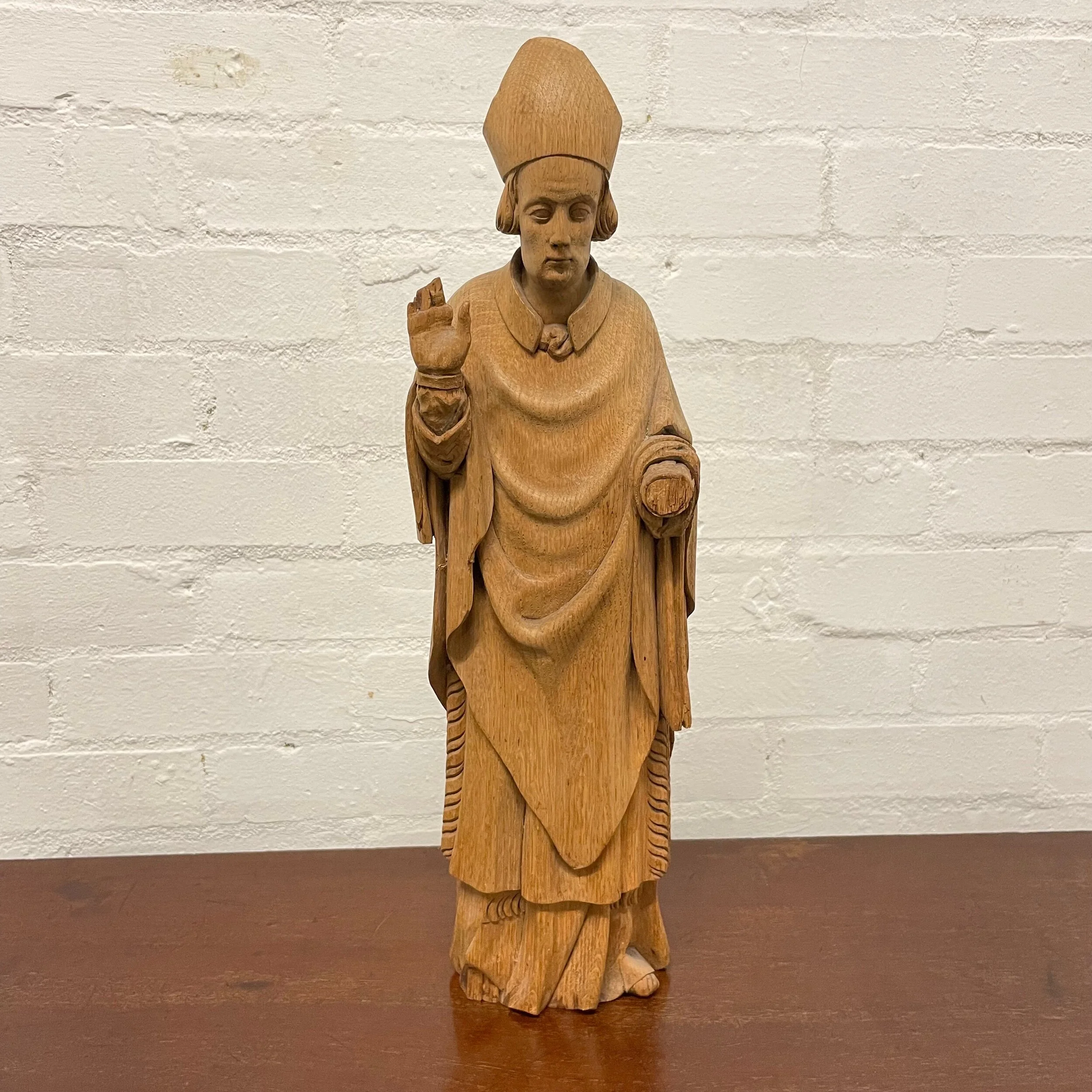 Antique 18th Century Religious Carved Wood Statue 49cm