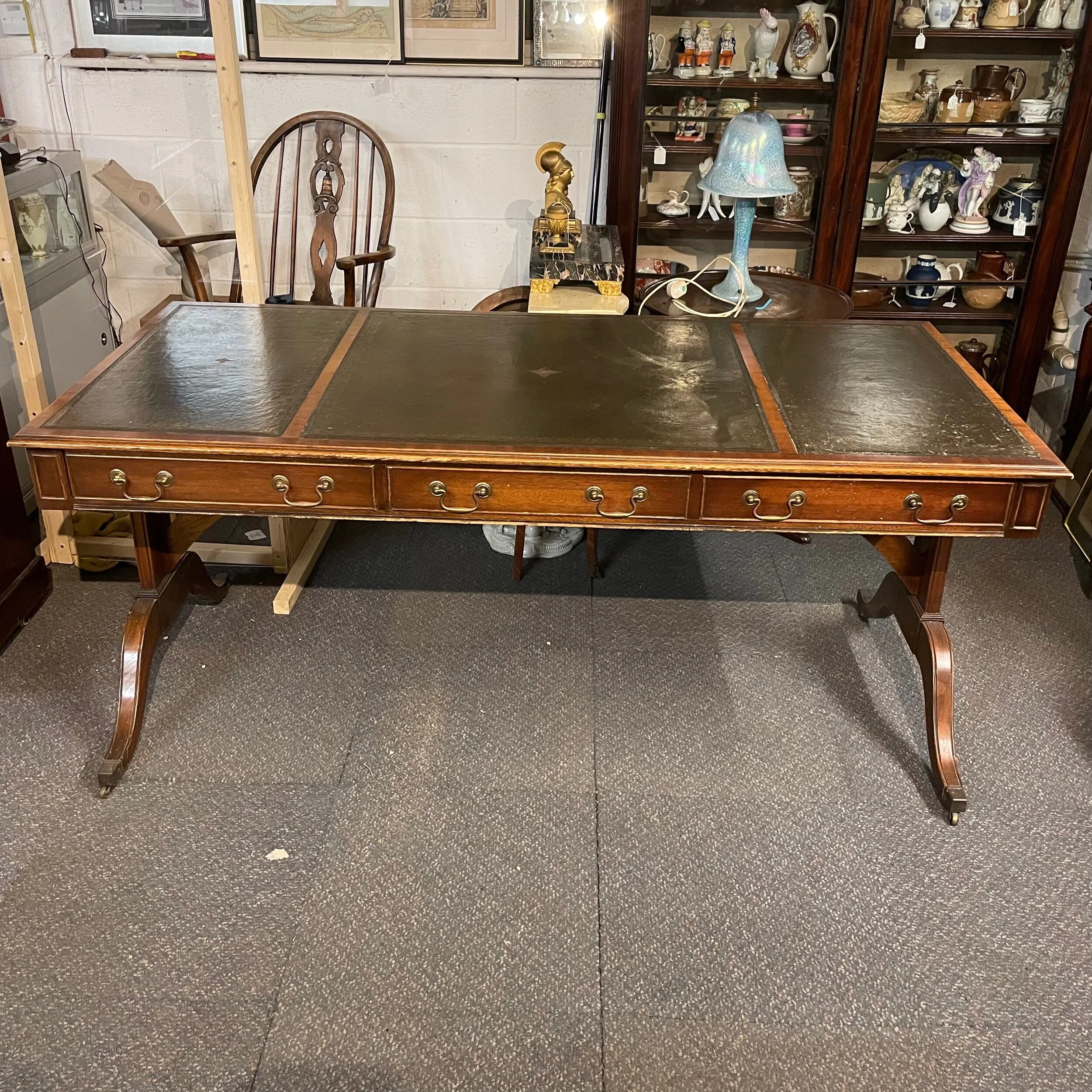 Antique Style Vintage Mahogany Writing Desk Reprodux By Bevan & Funnell