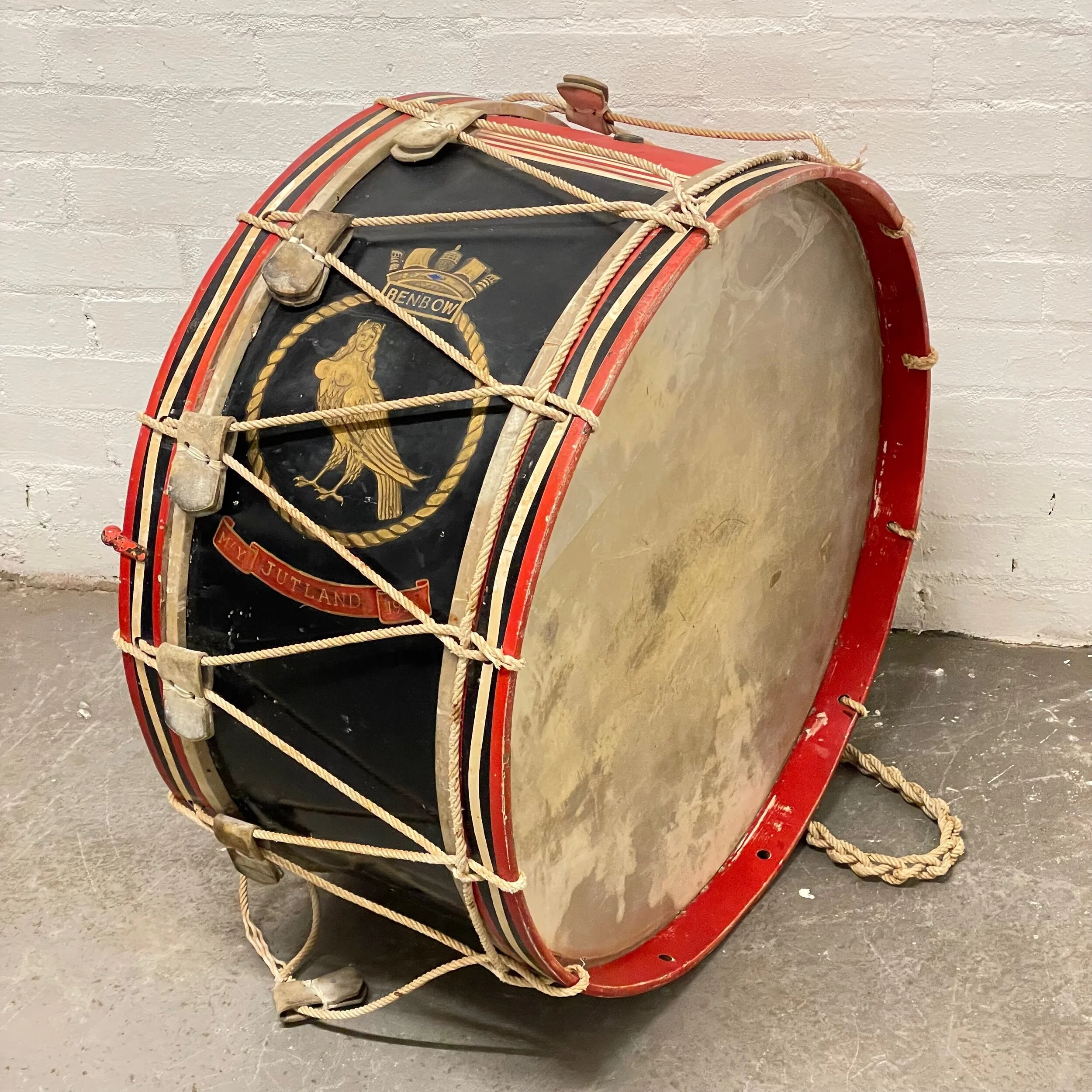 Royal Navy HMS Benbow Band Bass Drum May 1916 Battle Of Jutland 73cm