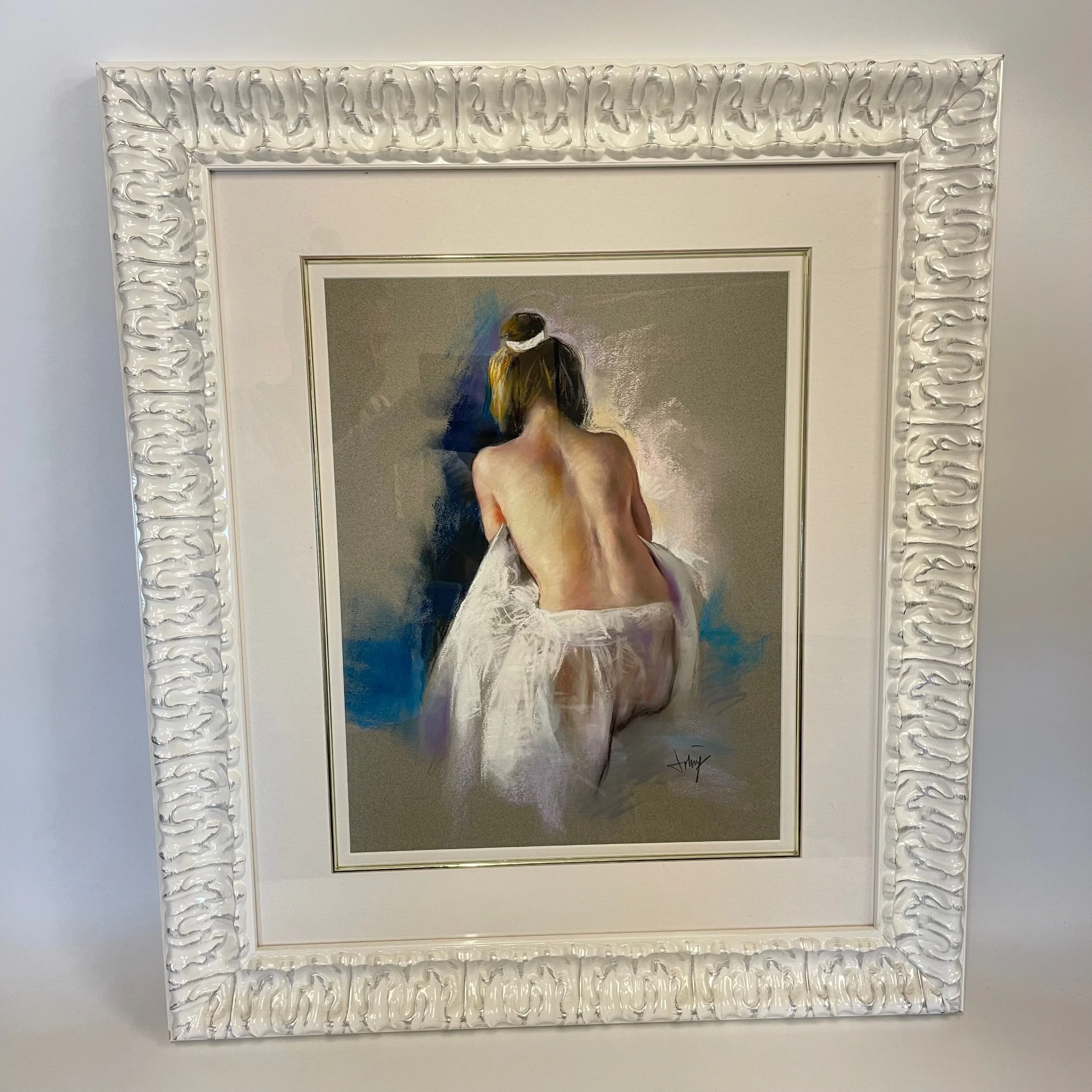 Domingo Alverez Gomez Seated Nude With Hair In A Bun Pastel Original