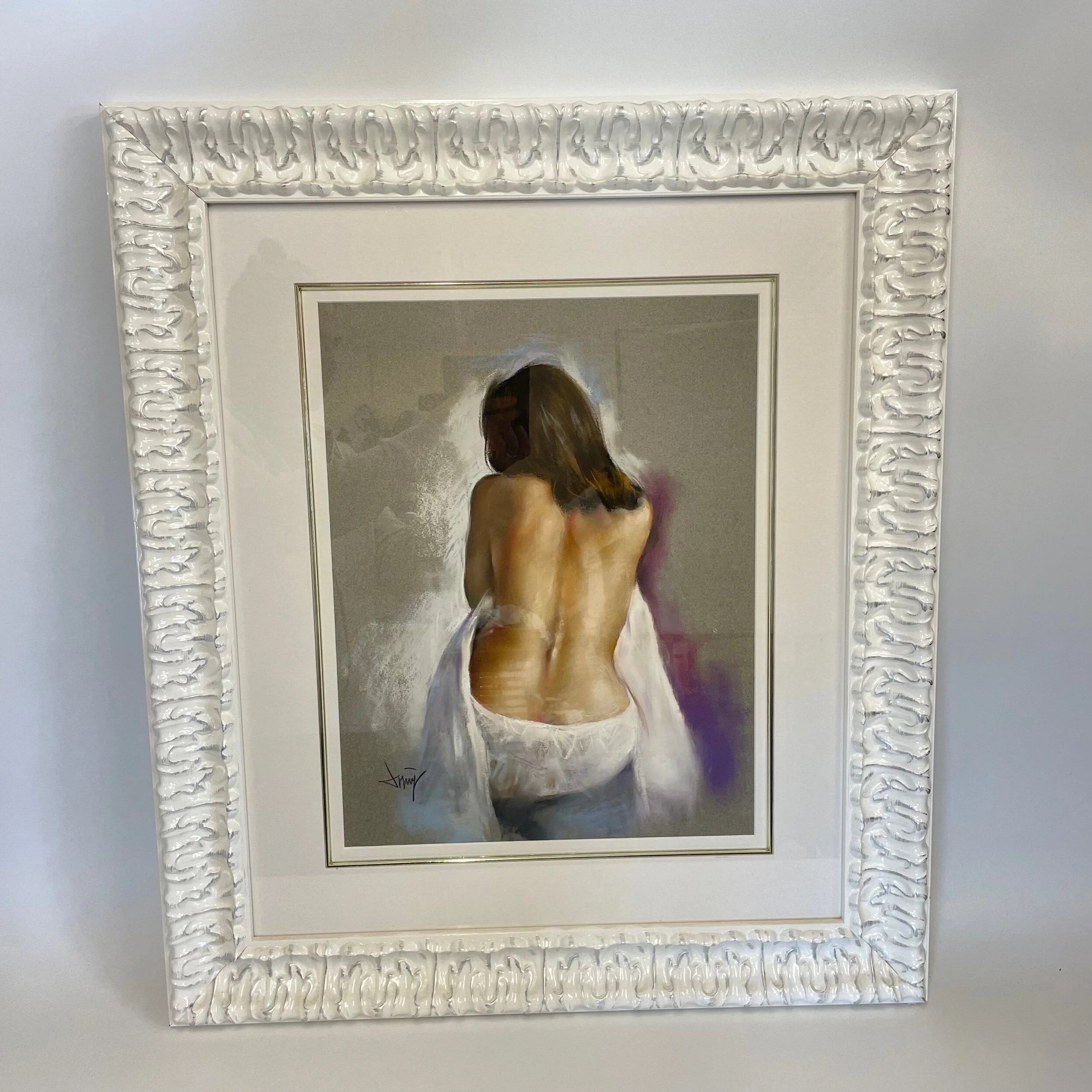 Domingo Alverez Gomez Seated Nude With Hair Down Pastel Original
