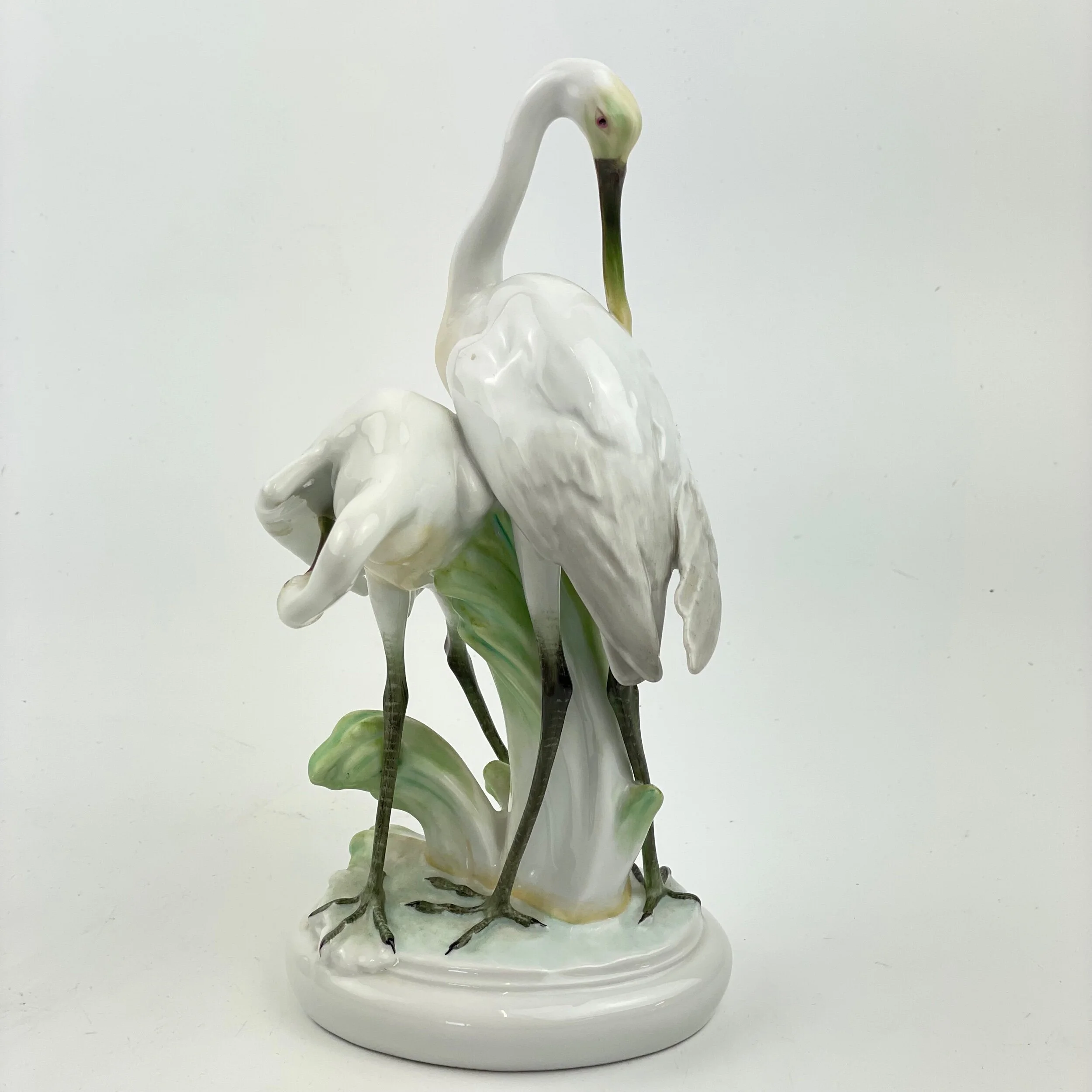 Vintage Herend Pair Of Cranes Heron Group #5190