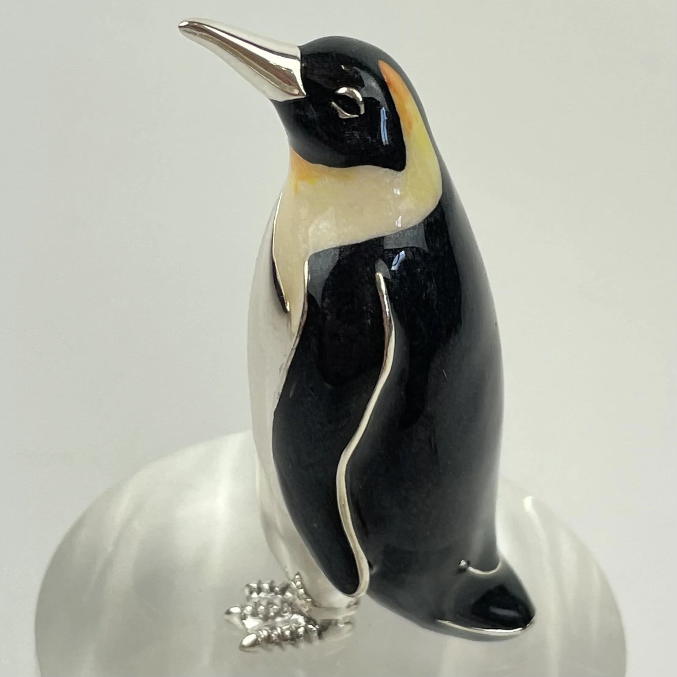 Vintage Solid Sterling Silver Saturno Enamel Penguin Figure