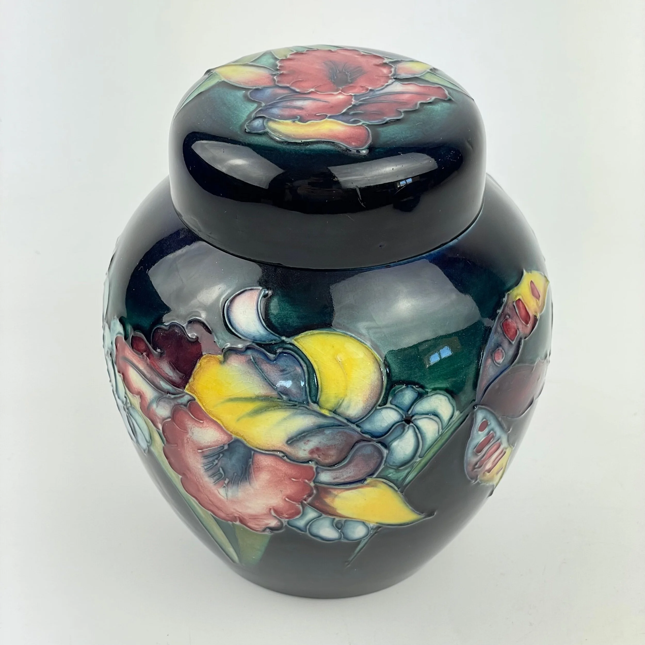 Vintage Moorcroft Orchid Pattern Ginger Jar Mid Century