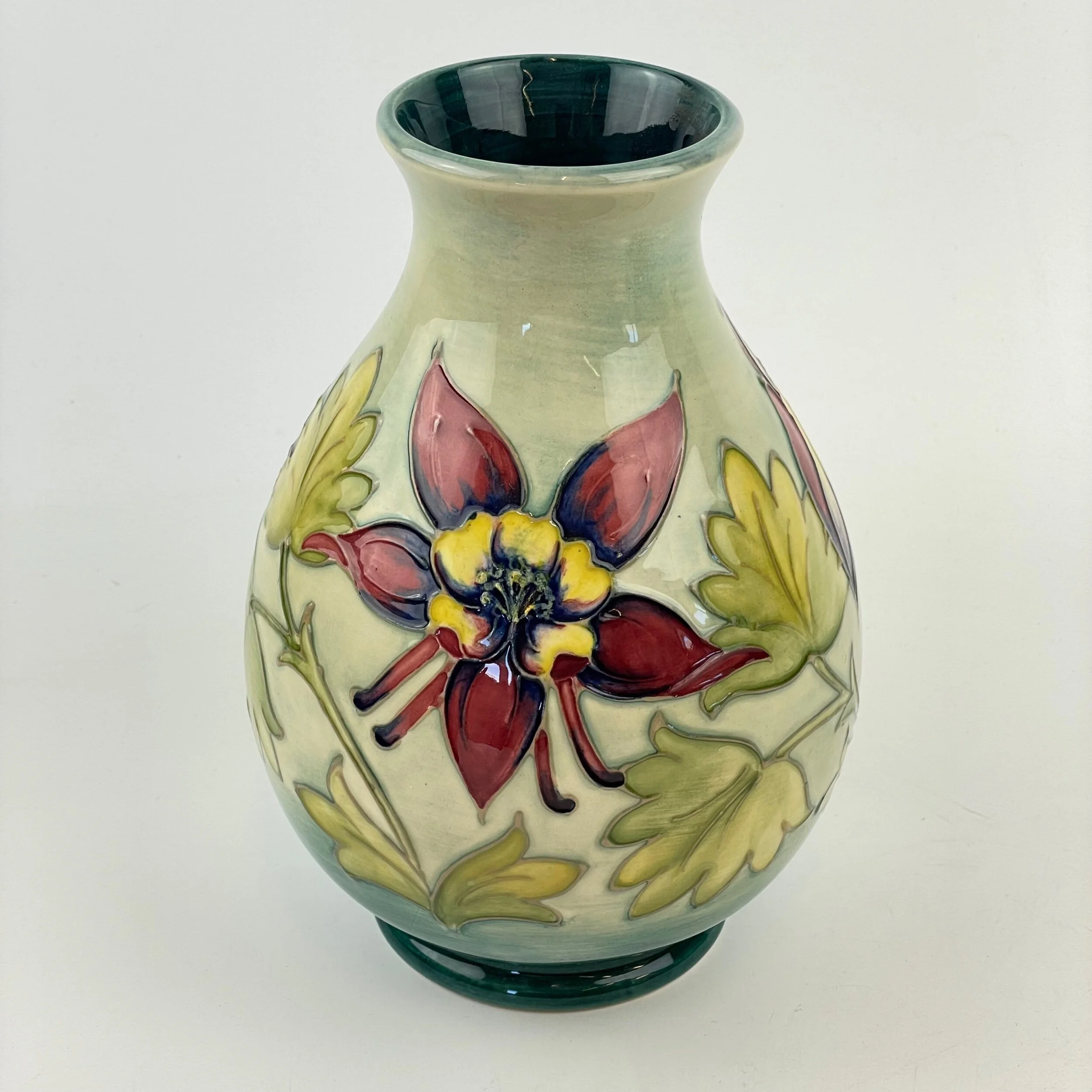 Vintage Moorcroft Columbine Pattern Vase Mid Century