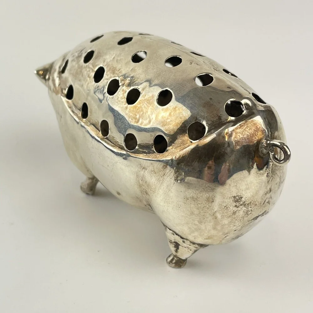 Antique Edwardian Solid Silver Pig Form Cocktail Stick Toothpick 