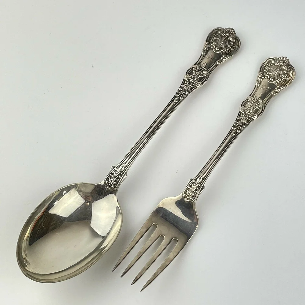 Fine Antique Sterling Silver Serving Set Fork Spoon Tiffany Co