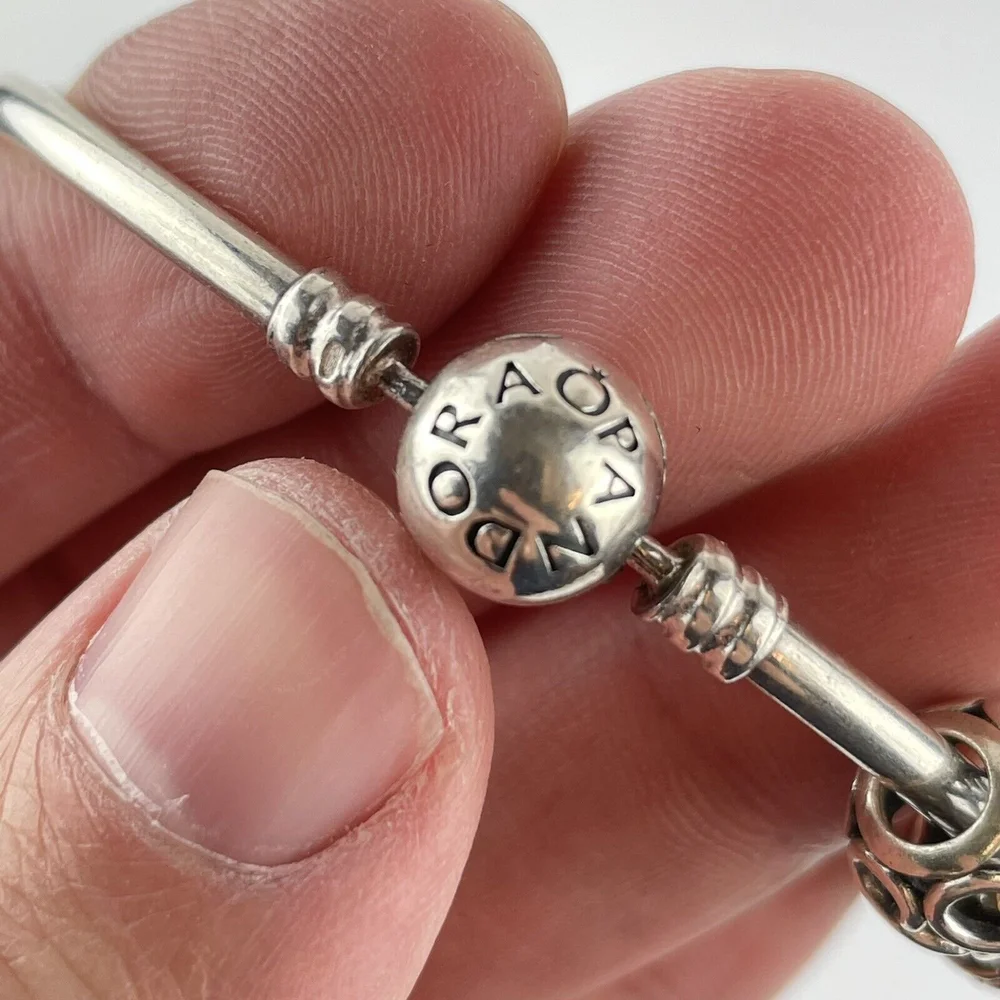Genuine Pandora Sterling Silver Charm With Charms Disney Glass Etc., — Wheeler Antiques