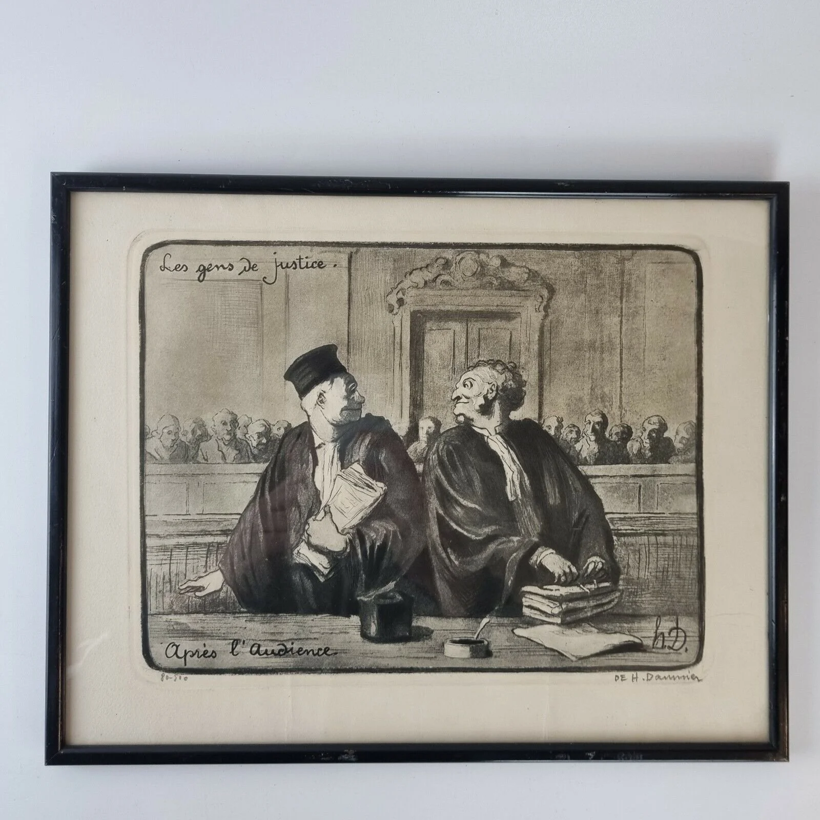 Honore Daumier Signed Lithograph 80/500 "Les Gens De Justice, Apres L'Audience"