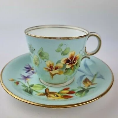 Antique Grainger & Co Worcester Cup And Saucer Painted With 