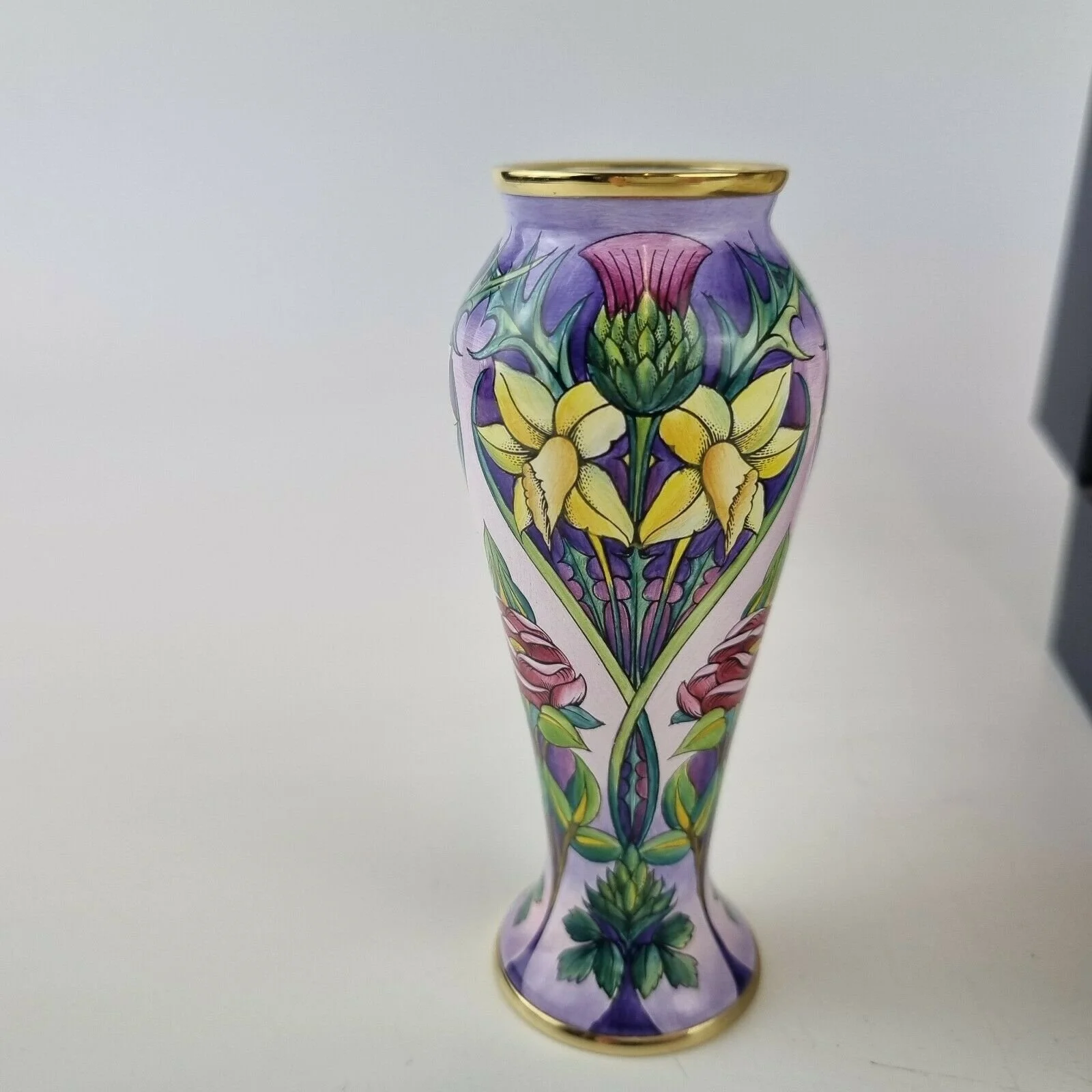 Moorcroft Enamel Vase Queen Elizabeth II Golden Jubilee Boxed 10.5cm