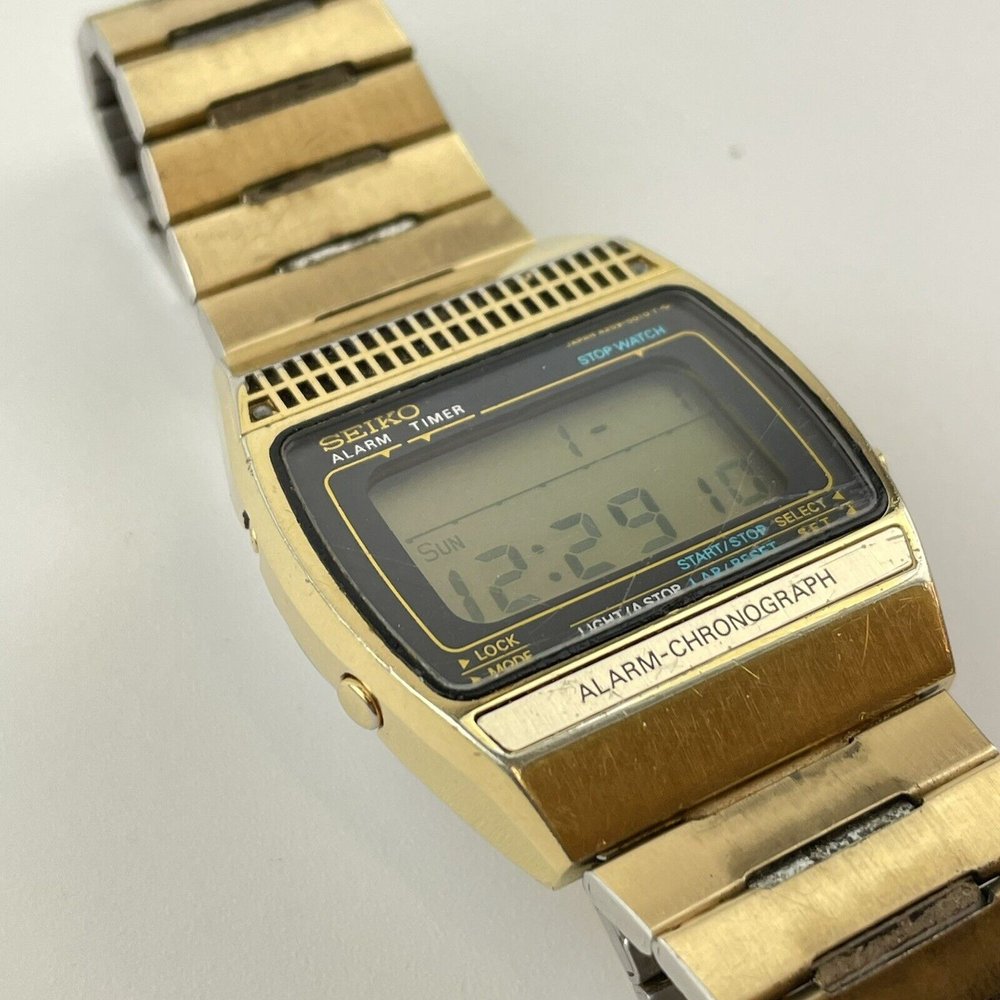 Vintage 1970s Seiko LCD A259-5010 T Chronograph James Bond Watch Gold  Plated — Wheeler Antiques