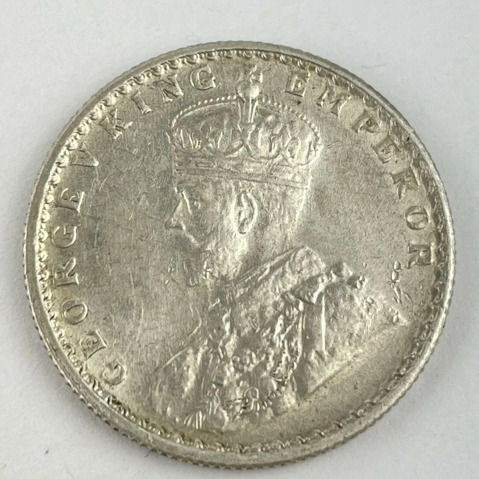 George V India 1918 Silver Half Rupee Coin Good Lustre