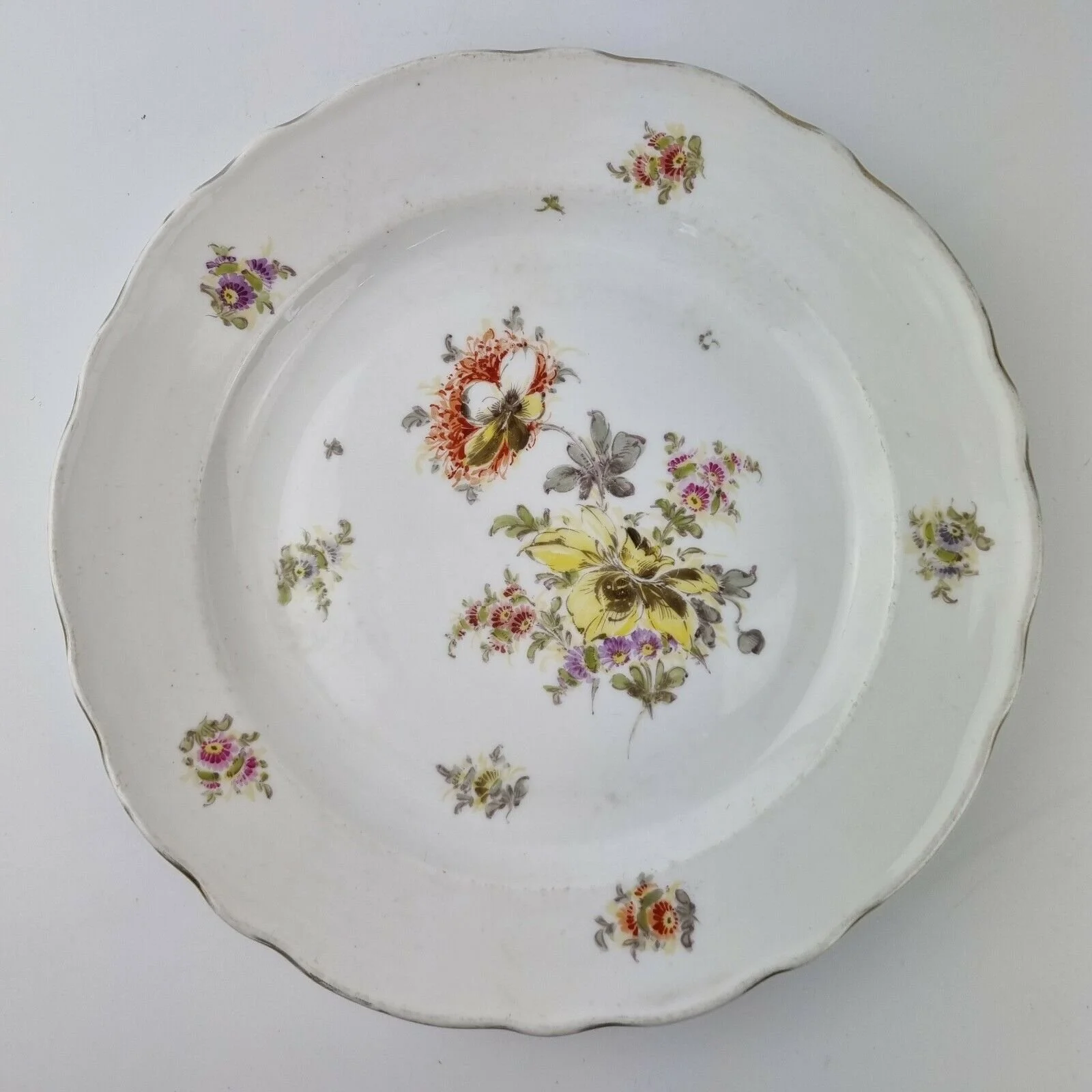 Antique 20th Century Carl Teichert Meissen Plate Decorated With Flowers 25cm #11