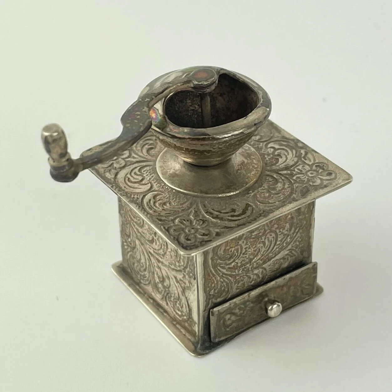 Antique Dutch Solid Silver Miniature Coffee Grinder Willem Van Stran Type XXX