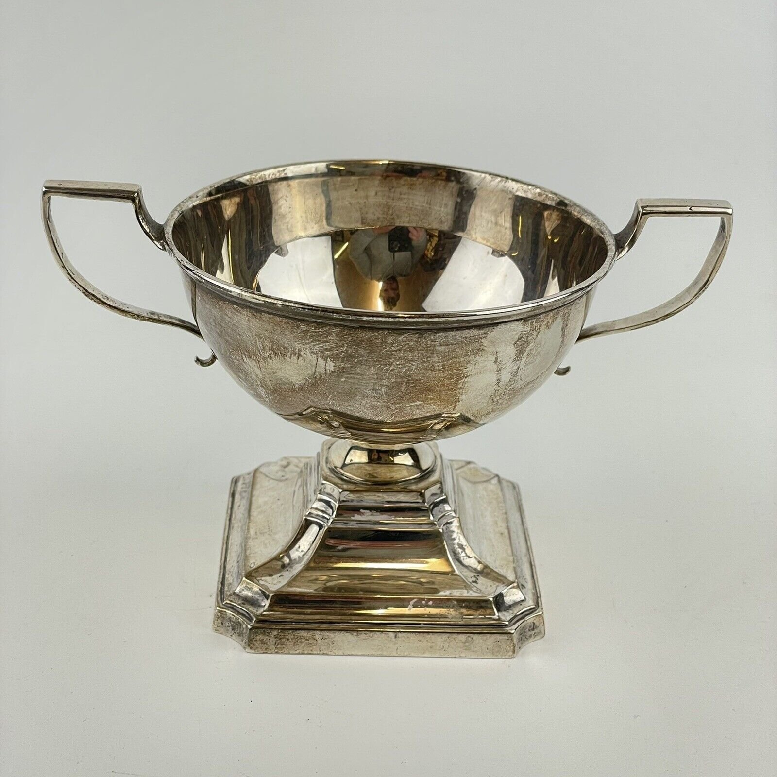 Antique Solid Silver Twin Handled Cup / Bowl Thomas Bradbury 1921 14.5cm