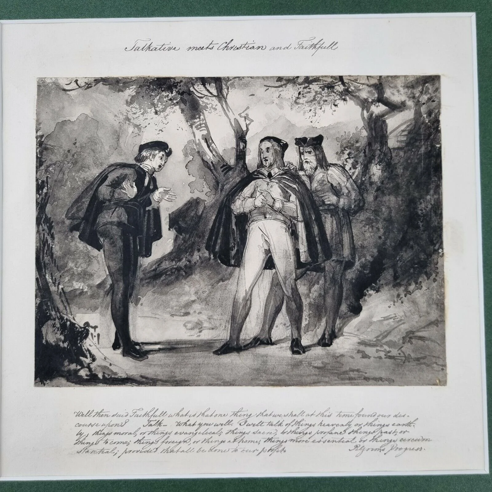 Attributed To George Cattermole Pen & Ink & Wash Pilgrims Progress With Verse