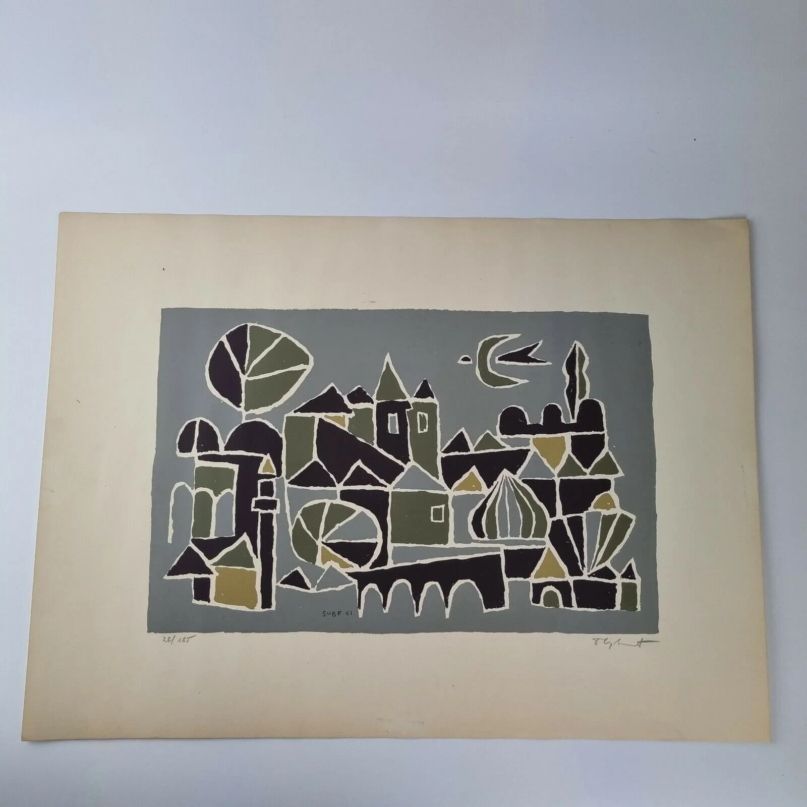 Branko Subotic (Bosnian?) Vintage Signed Colour Print 22/185 Landscape