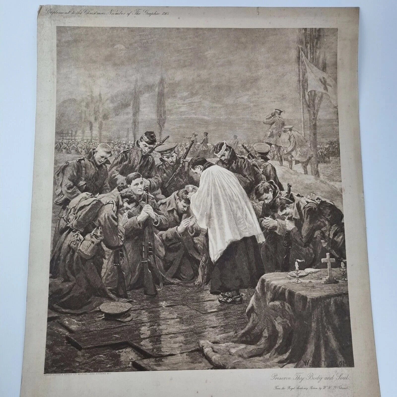 Antique Print "Preserve Thy Body And Soul" By W T Titcomb 1915 WW1 Military