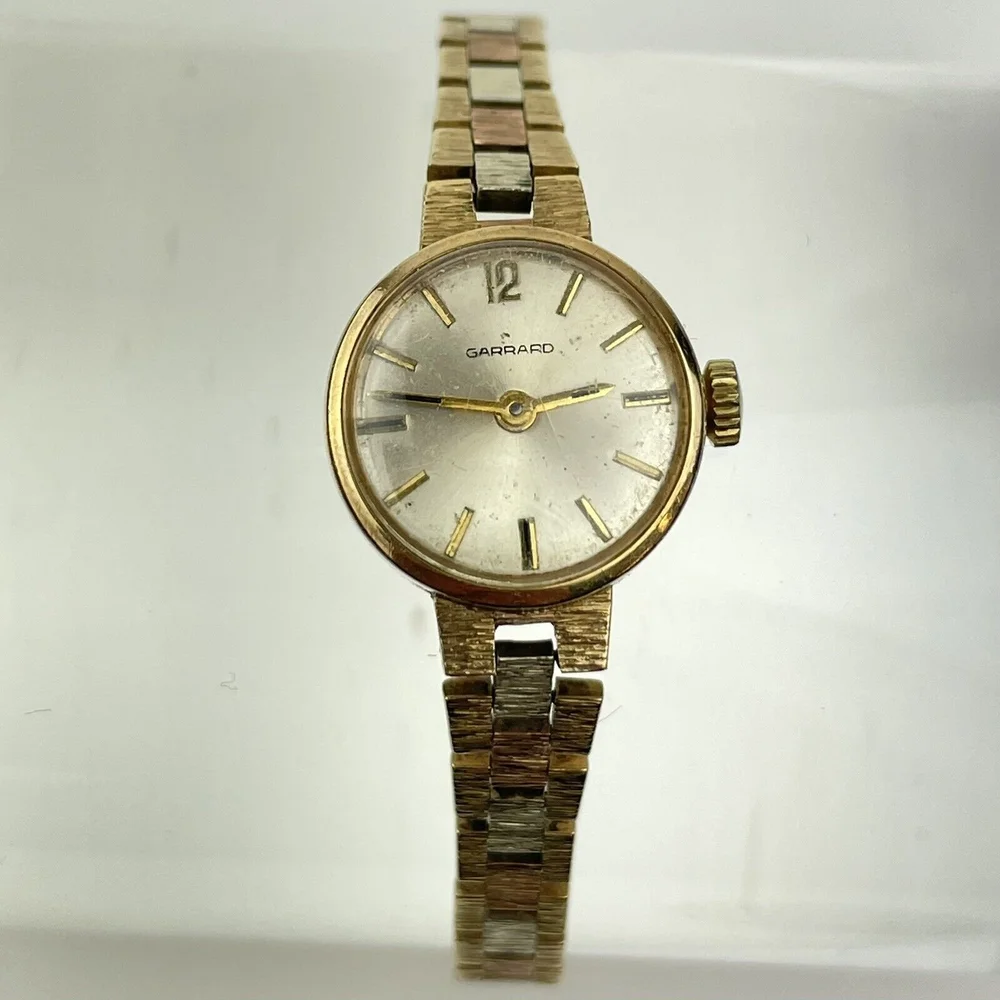 Vintage 9ct Tri Colour Gold Ladies Garrard Watch Wristwatch
