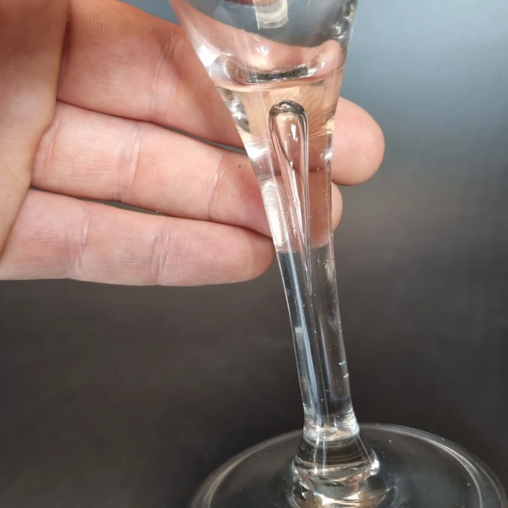 Antique 18th Century Drinking Glass Trumpet Bowl Long Lear Drop Stem Folded  Foot  Wheeler Antiques