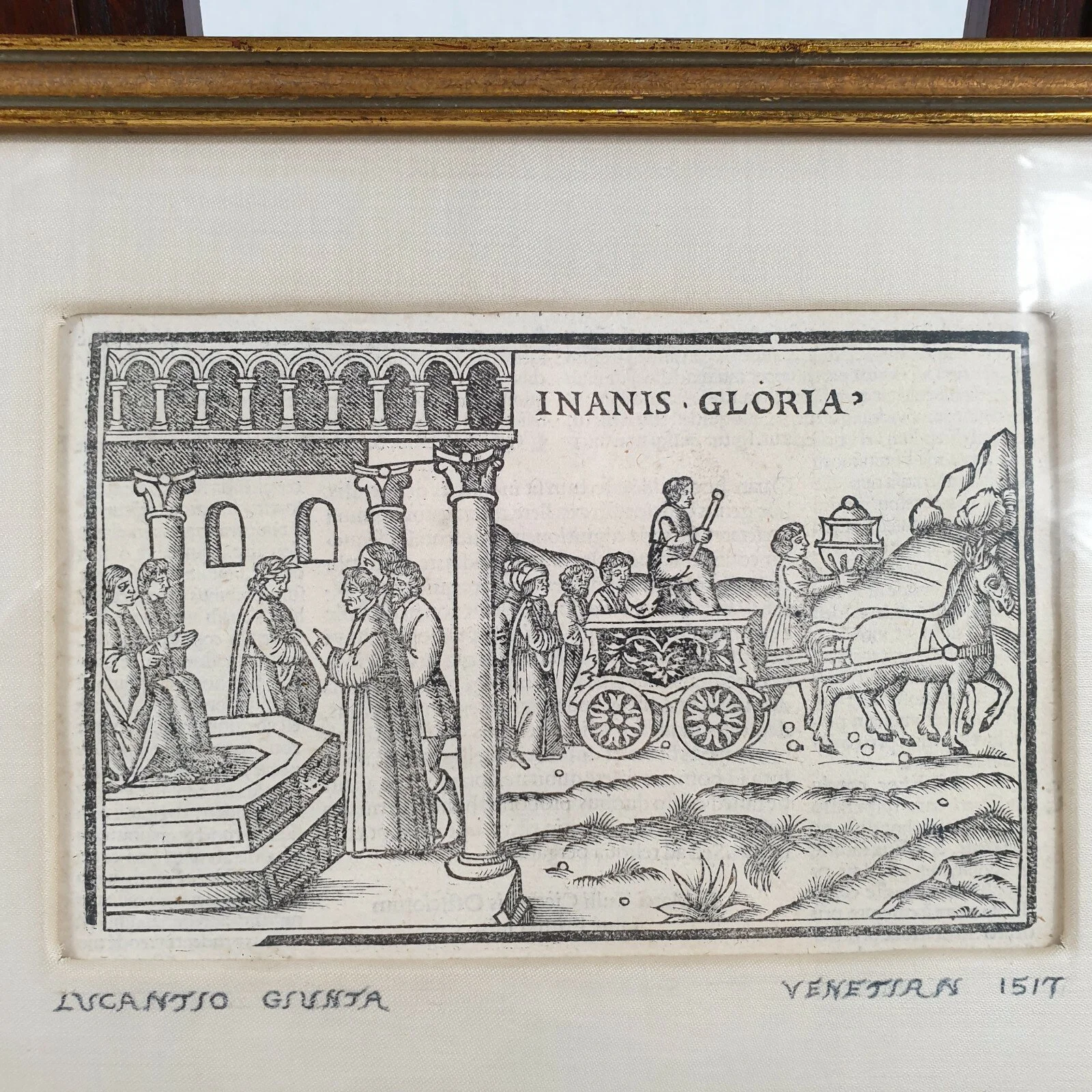 Luc Antonio Di Giunta Antique Woodcut "Inanis Gloria" From A Book