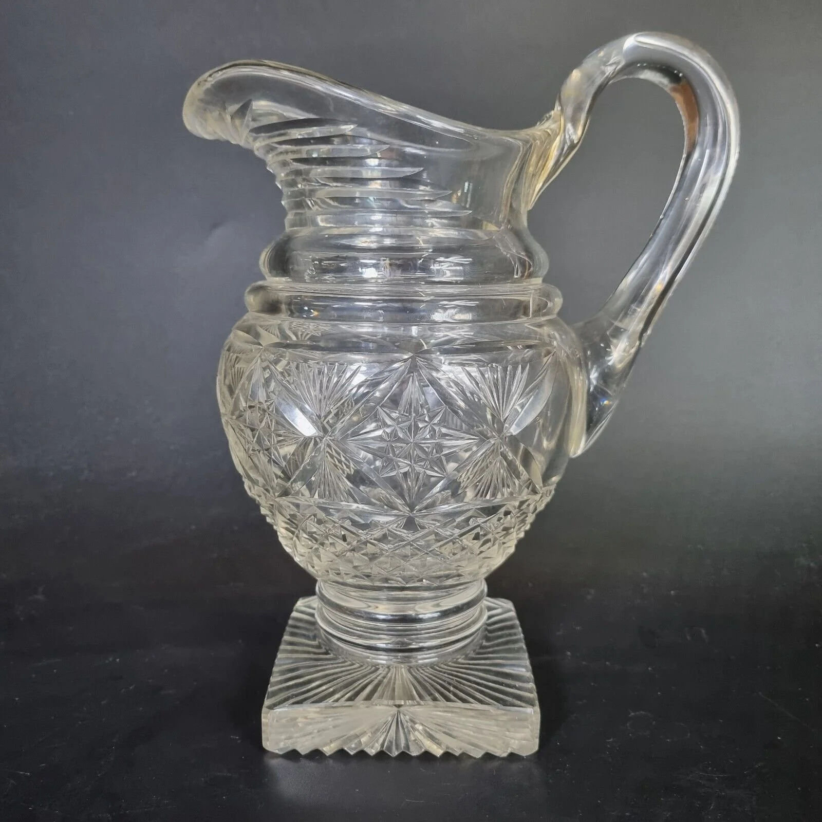 Antique 19th Century Anglo Irish Style Cut Glass Water Jug 25.5cm High