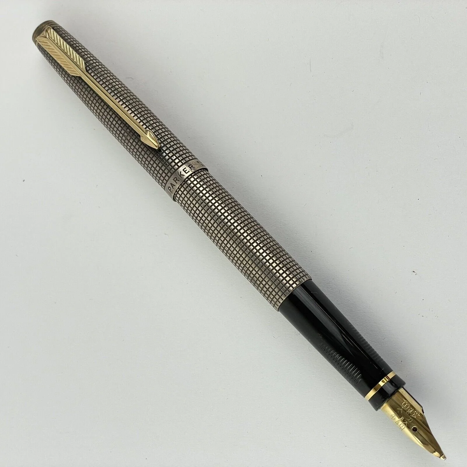 Vintage Sterling Silver Sonnet Parker Fountain Pen 18k Gold Nib 12.8cm