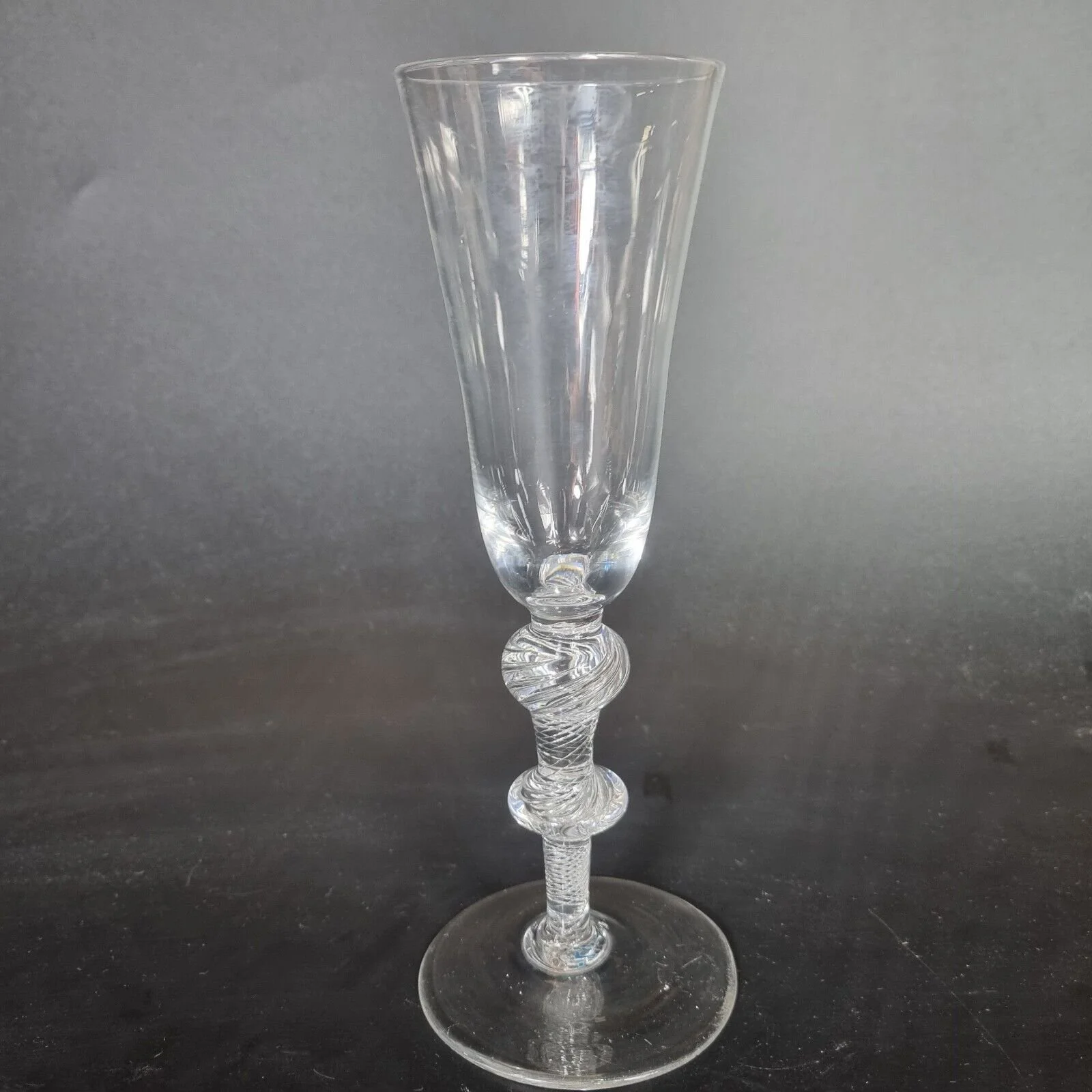 Antique 18th Century Wine Glass With Double Knopped Air Twist Stem 20.8cm #16