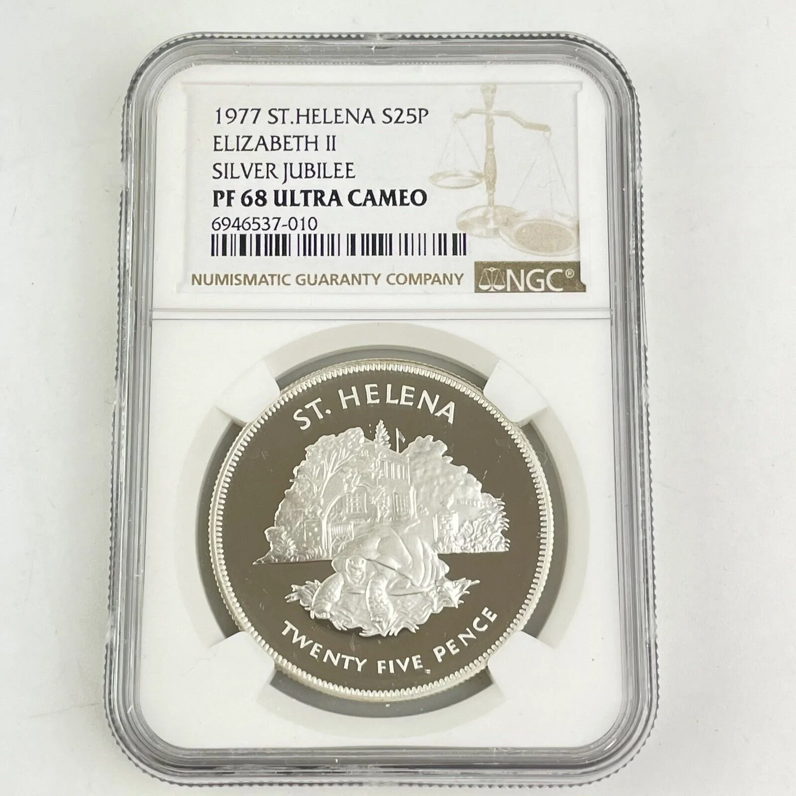 NGC Graded 1977 St Helena S25P 25p Twenty Five Pence Proof PF 68 Ultra Cameo