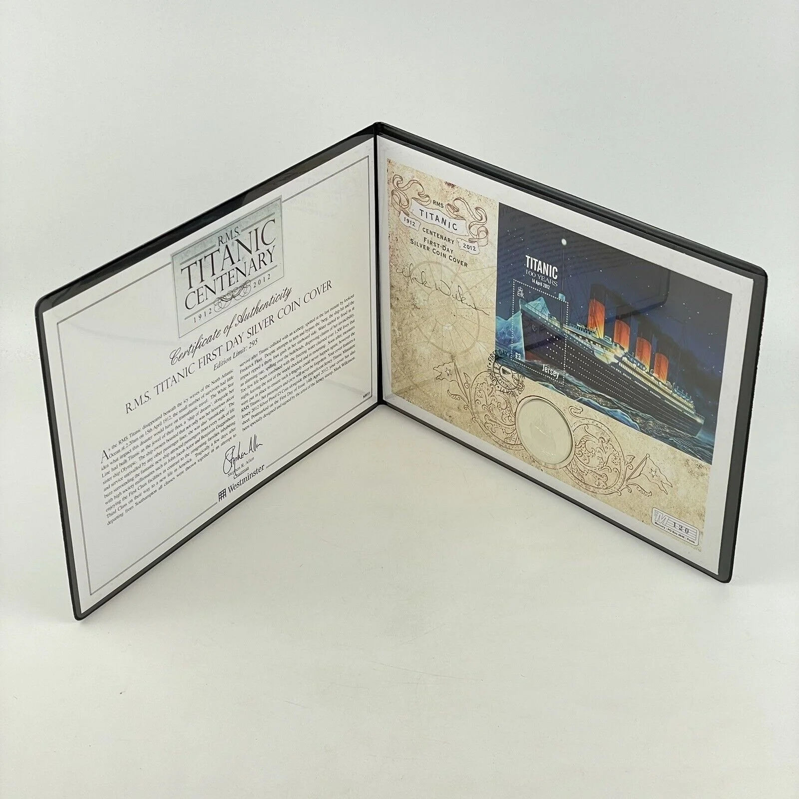 RMS Titanic Silver Proof £5 Jersey First Day Coin Cover 2012 Westminster