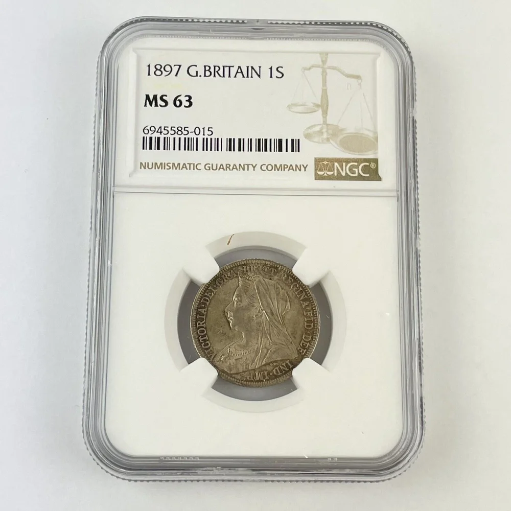 Great Britain 1897 1S Shilling Queen Victoria Silver Coin NGC 