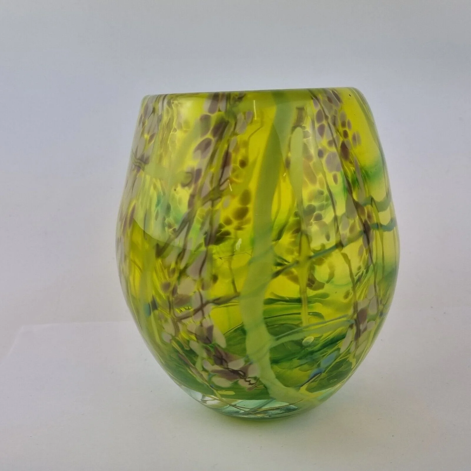 Pete Fricker Signed Studio Green Art Glass Vase 13cm High