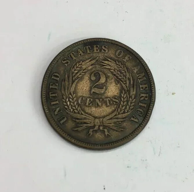 Antique 1864 2 Cent United States Of America USA Coin