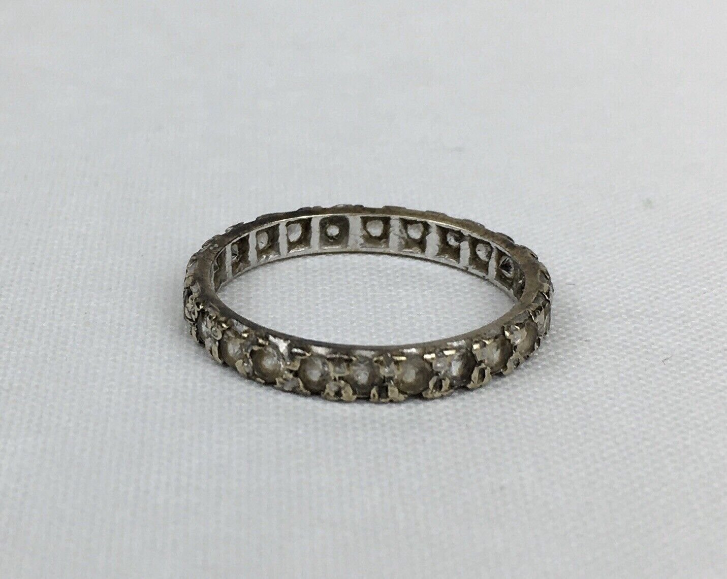 Vintage 9ct Yellow Gold CZ Cubic Zirconia Eternity Ring Size O 2g