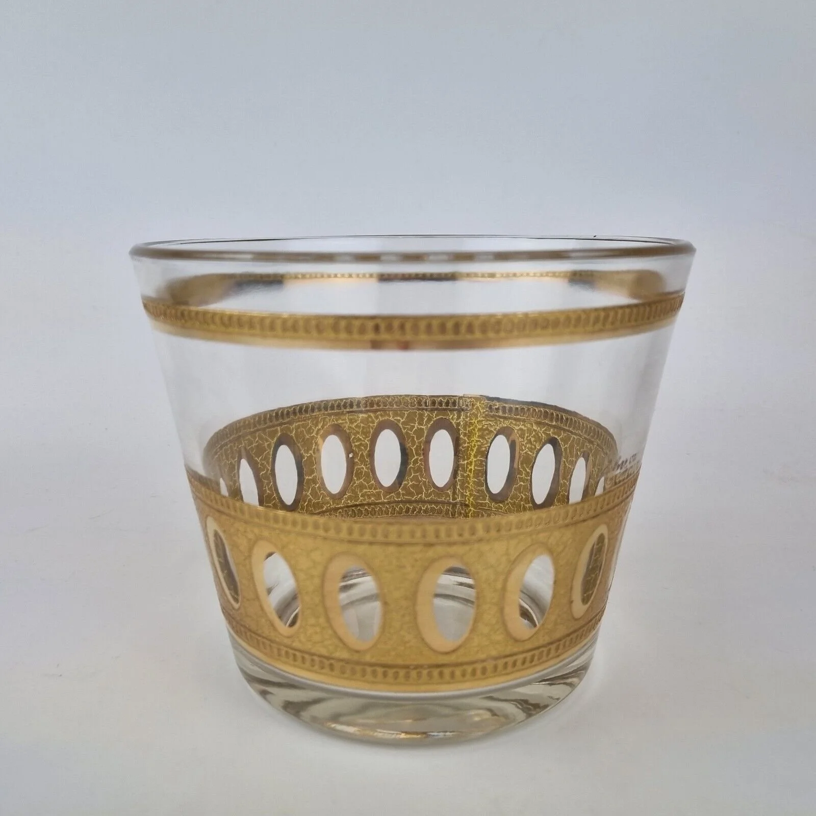 Vintage Culver Antigua Glass Ice Bucket With Gilt Decoration 12cm High