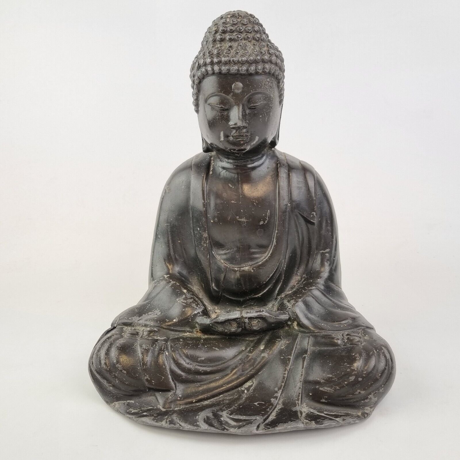 Antique Thai Spelter Figure Of A Seated Buddha 24cm High