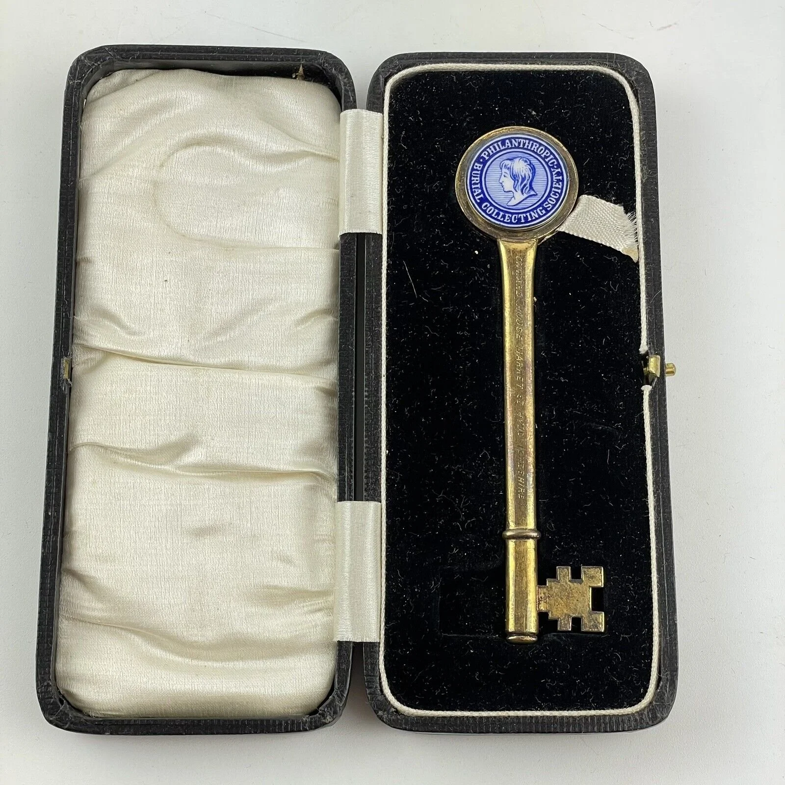 Antique Solid Silver Enamel Presentation Key Philanthropic James Fenton 1929