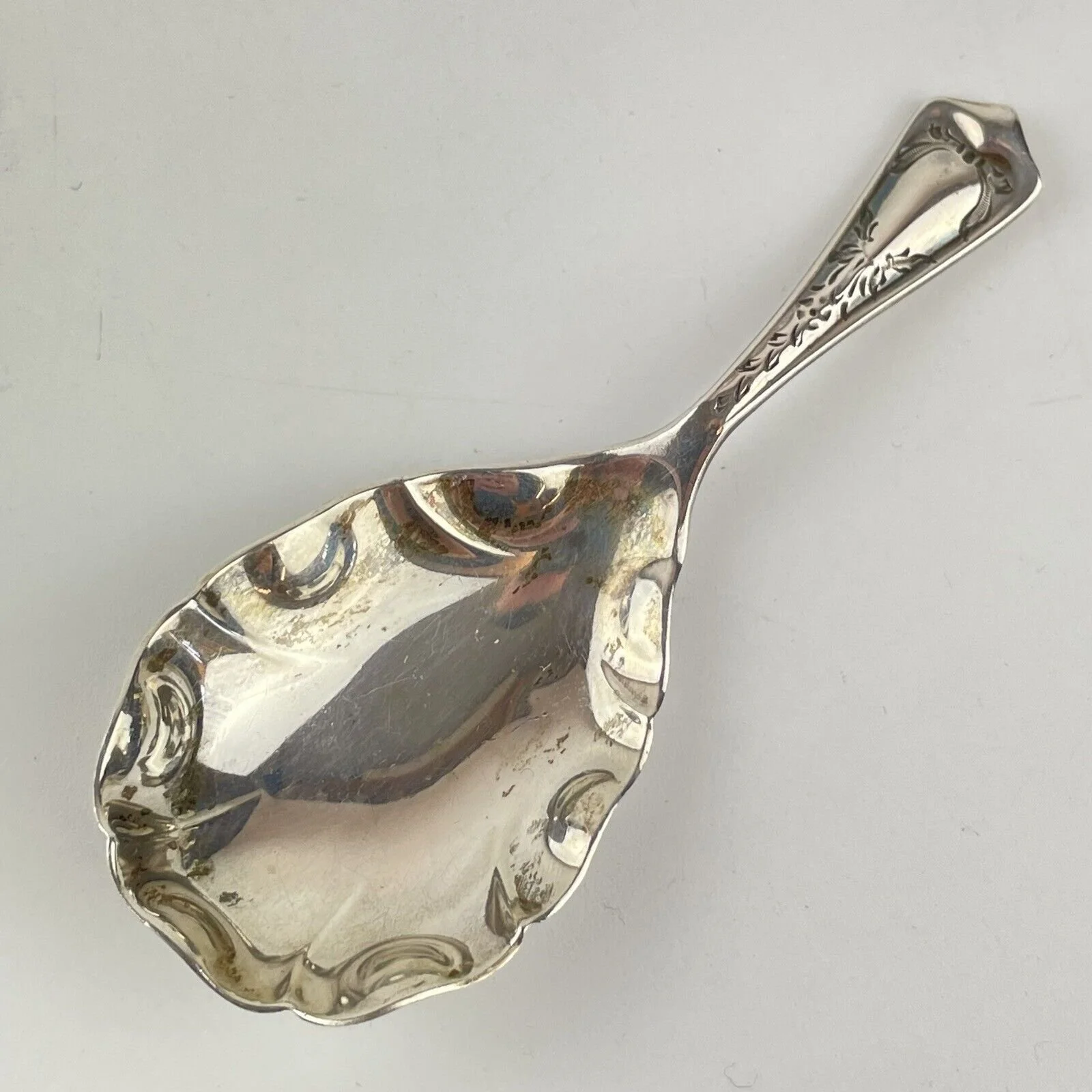 Antique Solid Silver Tea Caddy Spoon Atkin Brothers 1905 9.2cm