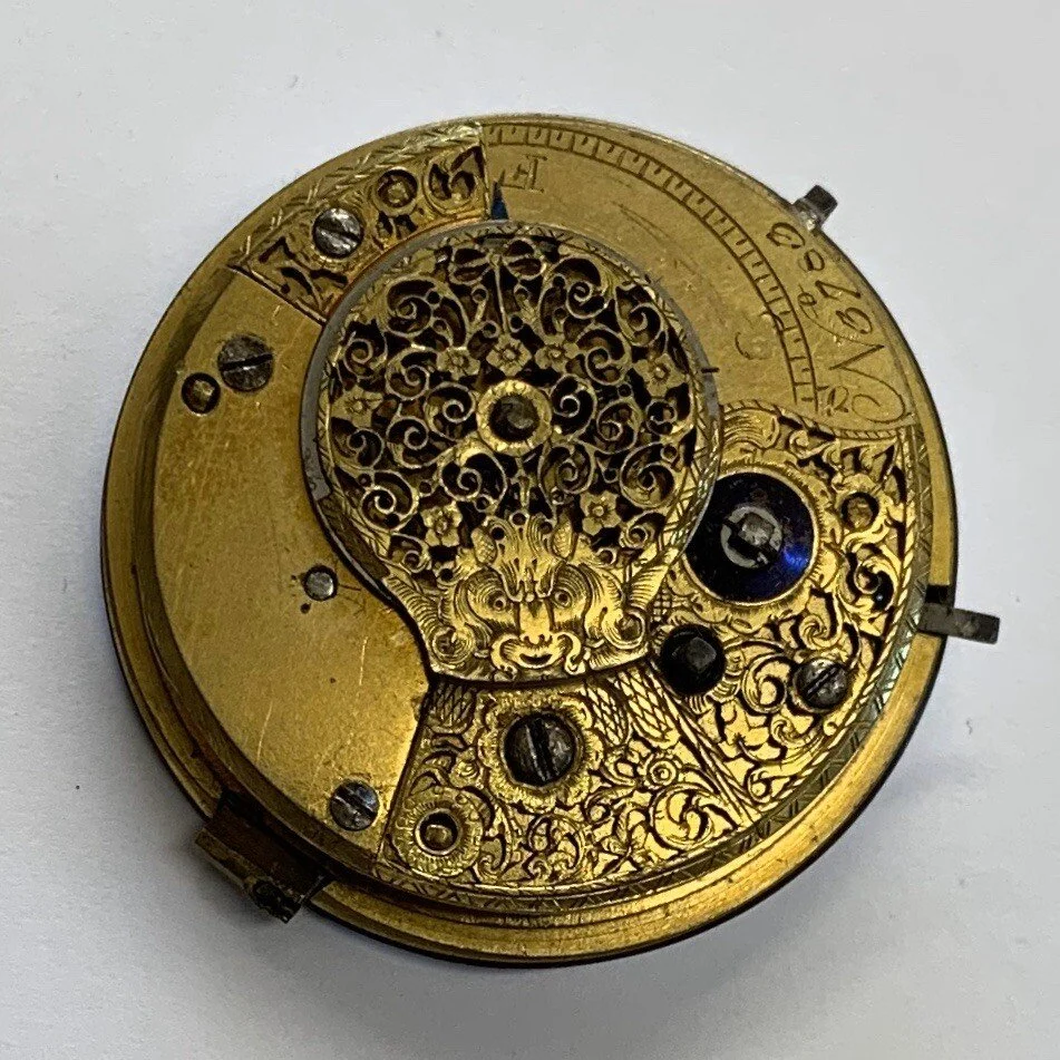 Antique Late 18thC Unsigned Verge Pocket Watch Movement 4.6cm Diameter