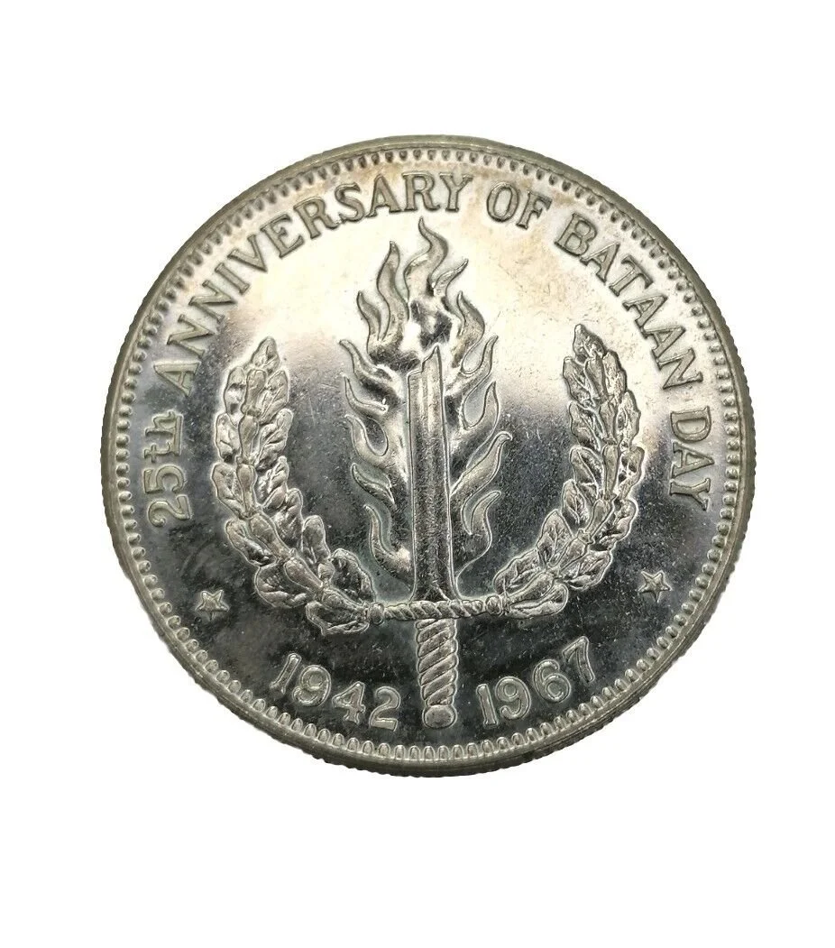 1967 Philippines One Peso - Silver Coin - Anniversary Of Bataan Day.