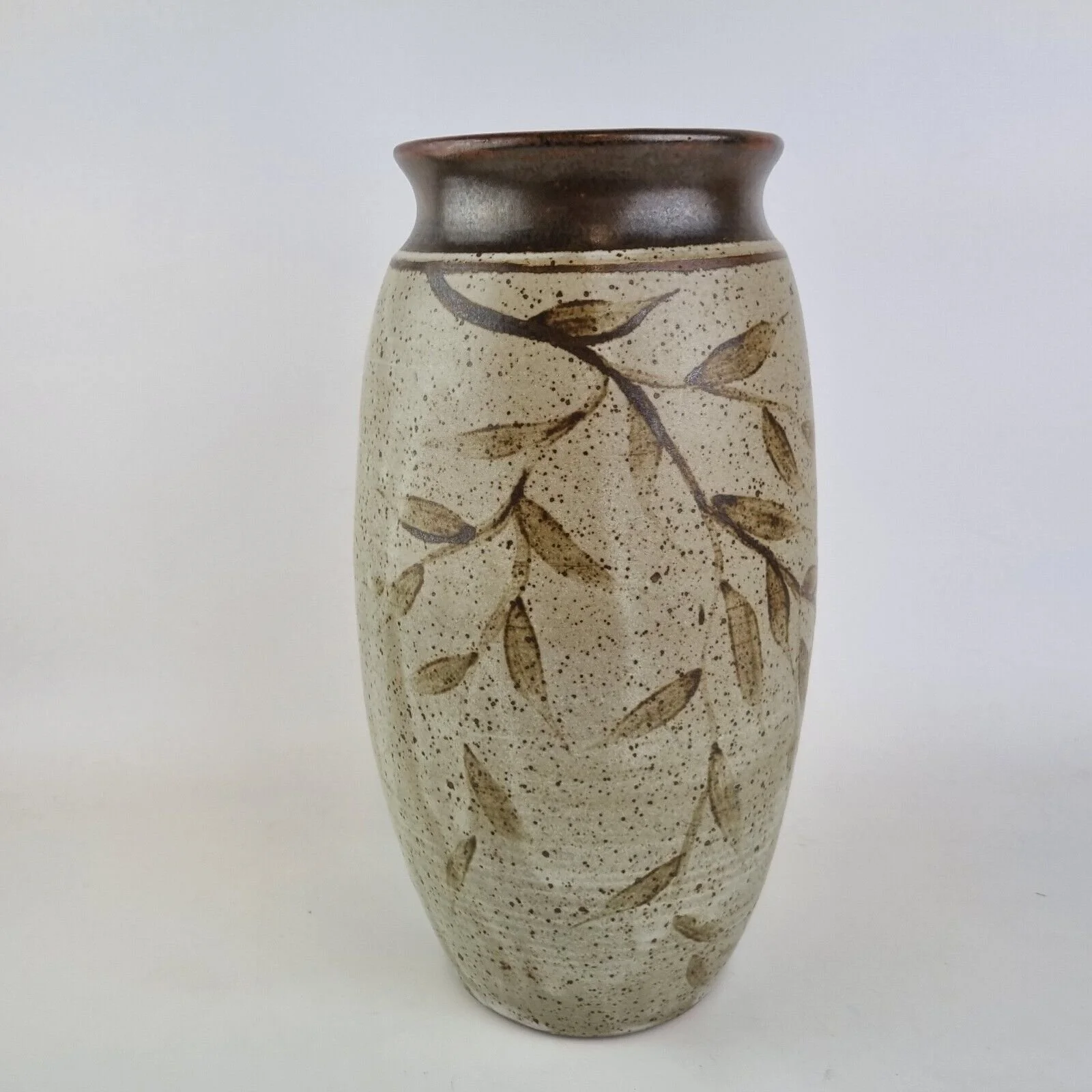 Eric Golding Studio Pottery Vase Decorated With Leaves 31cm High