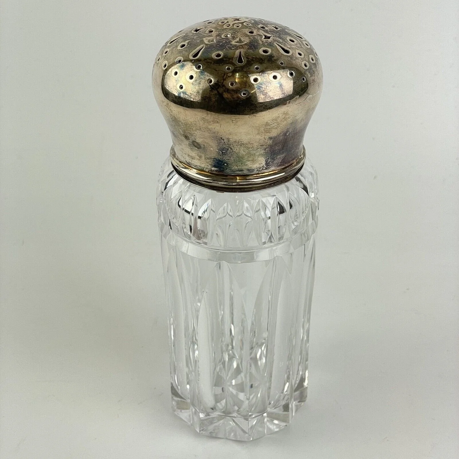 Antique German Solid 800 Silver Topped Cut Glass Sugar Shaker